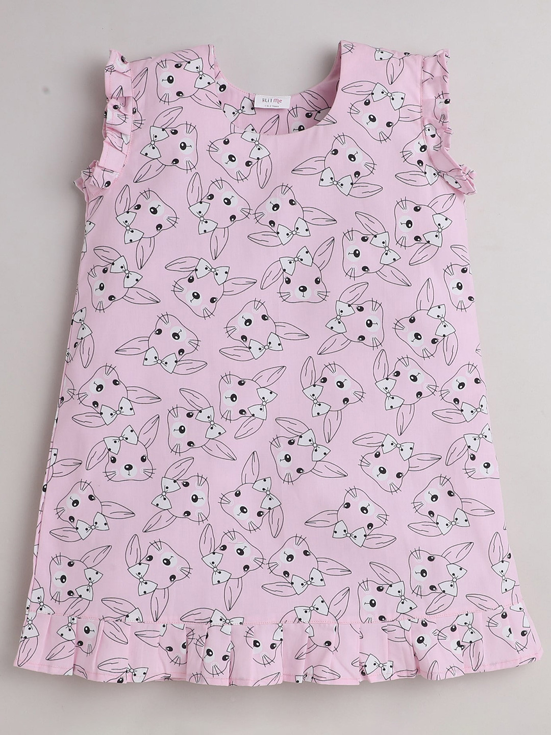 

BAESD Girls Conversational Printed Pure Cotton Nightdress, Pink