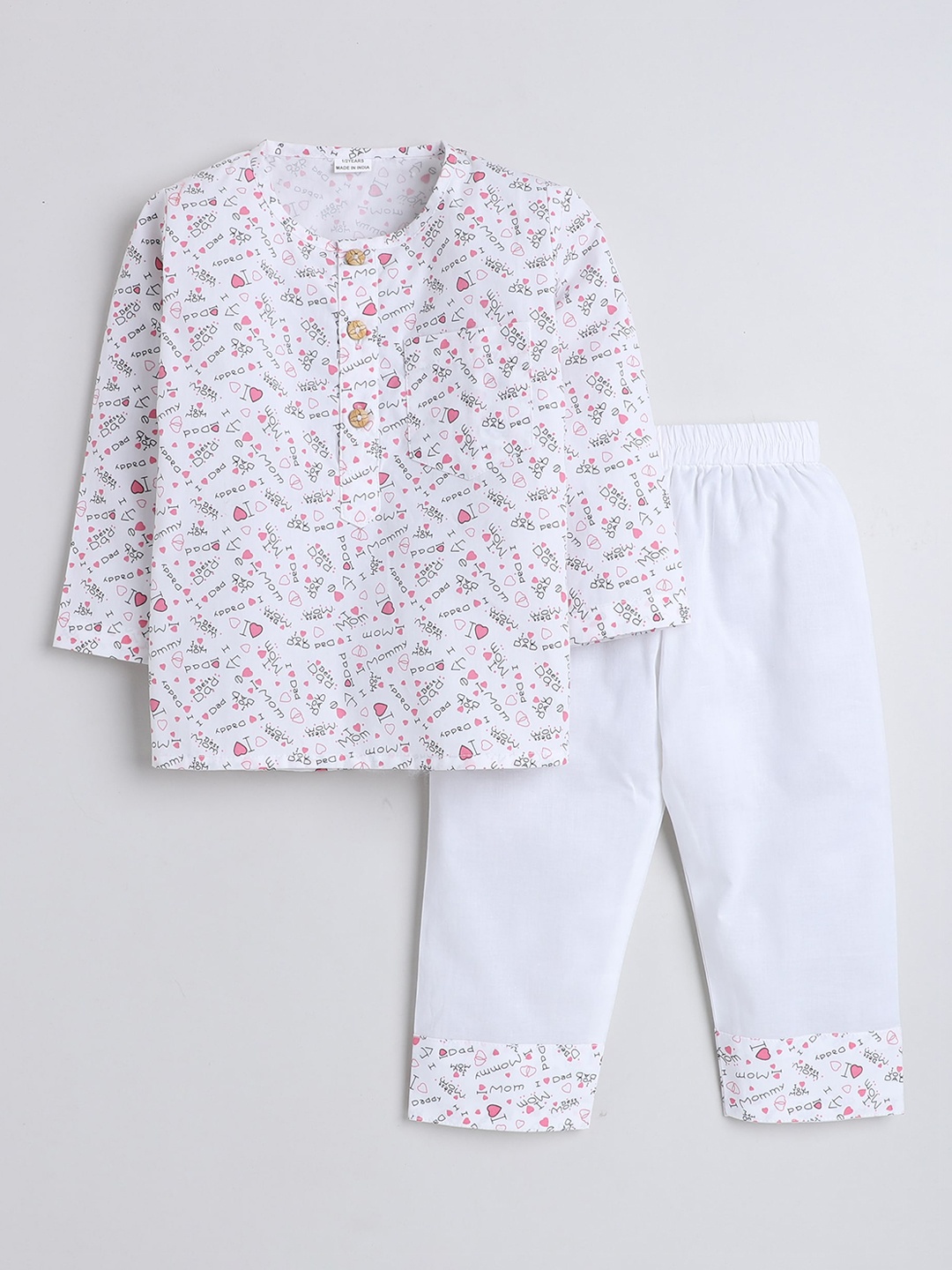 

BAESD Girls Printed Pure Cotton Night suit, Pink