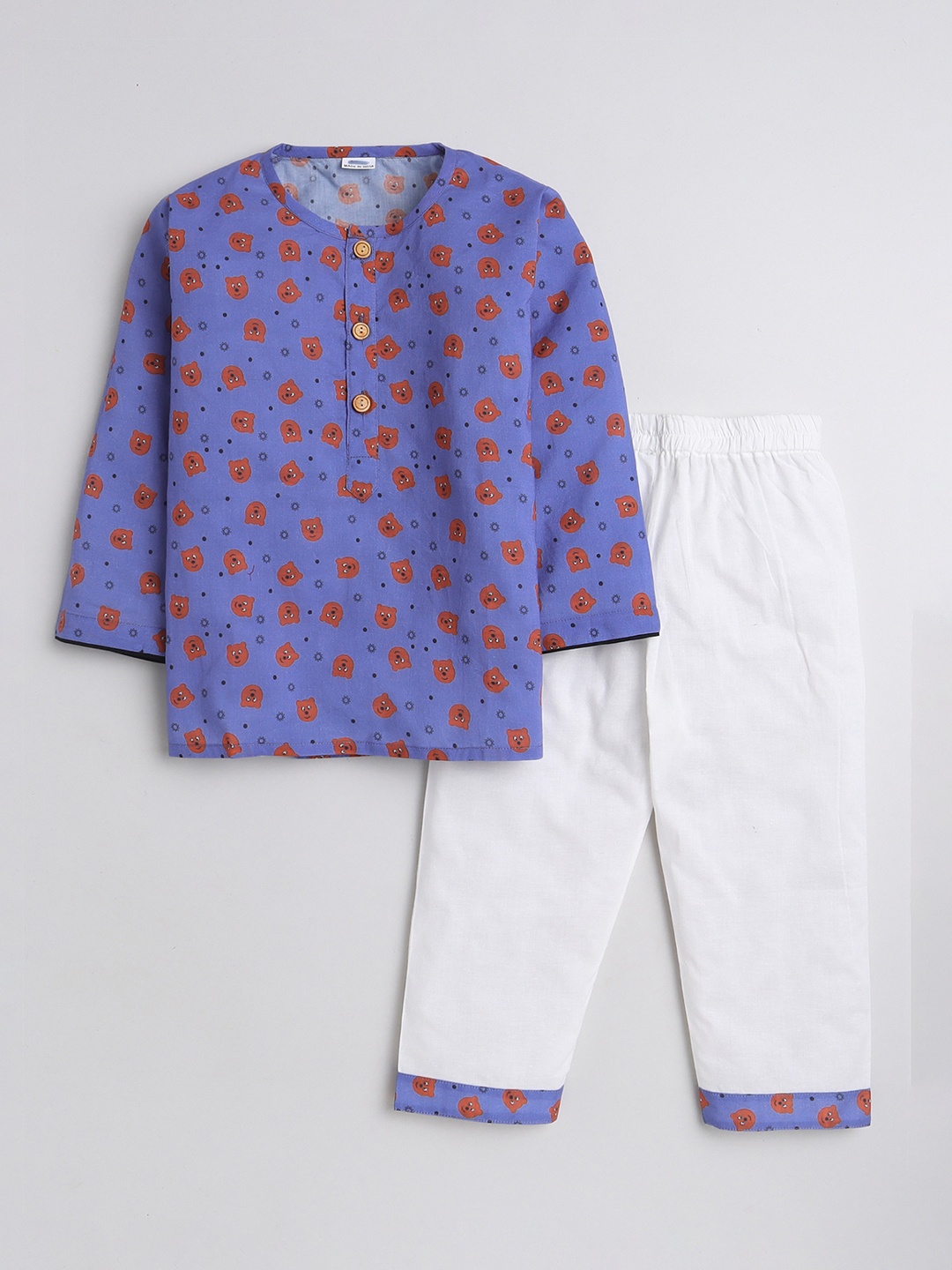 

BAESD Boys Conversational Printed Pure Cotton Night suit, Navy blue