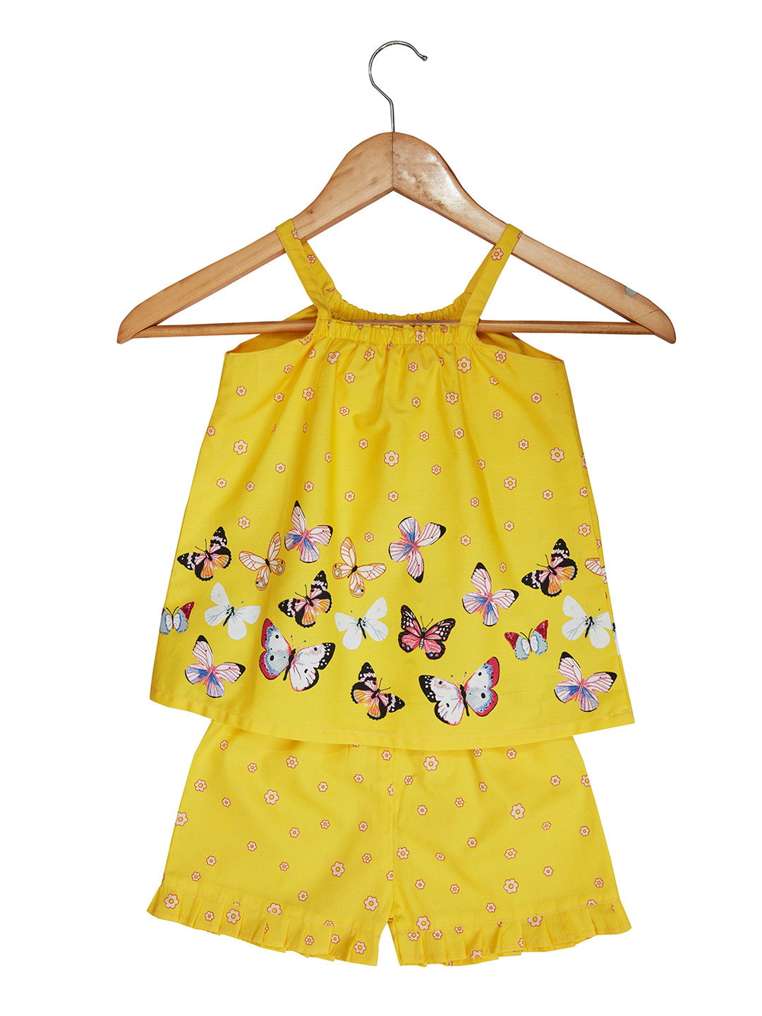 

BAESD Girls Printed Pure Cotton Top With Shorts, Yellow