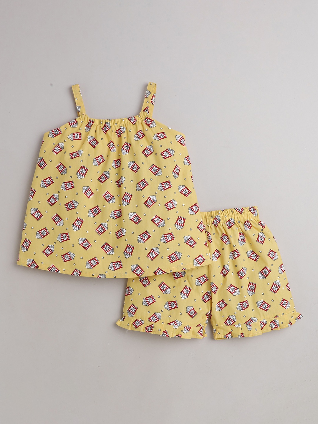 

BAESD Girls Printed Pure Cotton Top With Shorts, Yellow