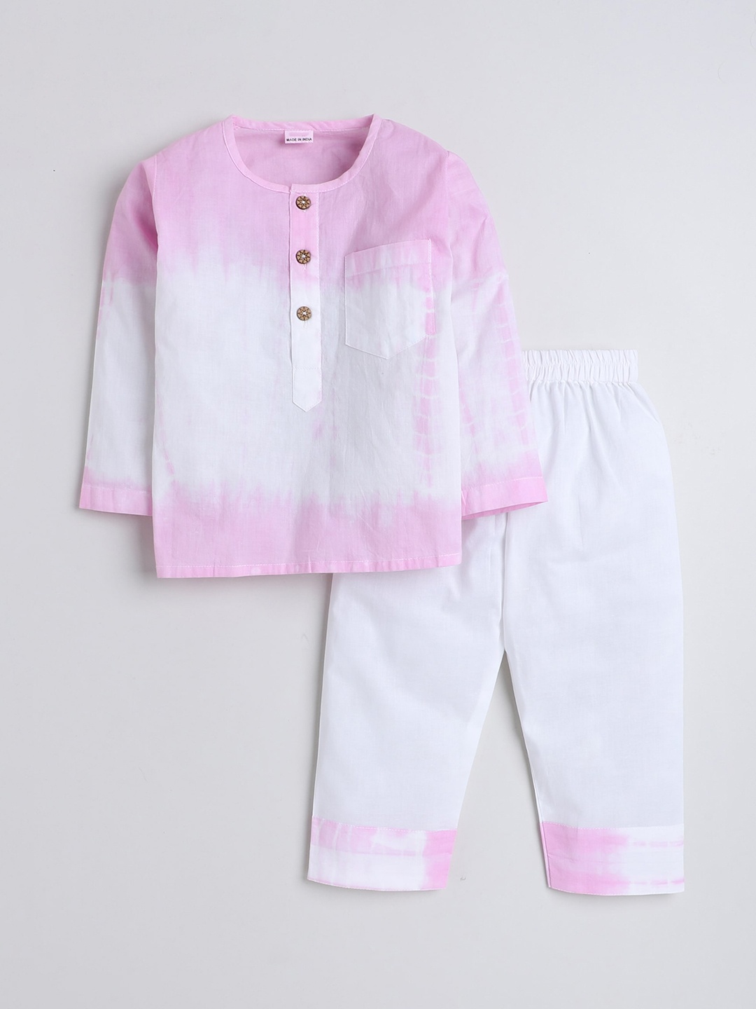 

BAESD Girls Tie & Dye Printed Pure Cotton Night suit, Pink
