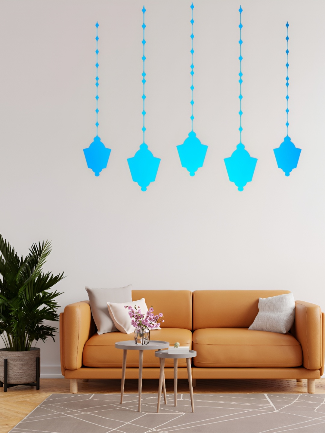 

CVANU Blue 5 Pieces Beautiful Design Printed Waterproof Vinyl Wall Paper