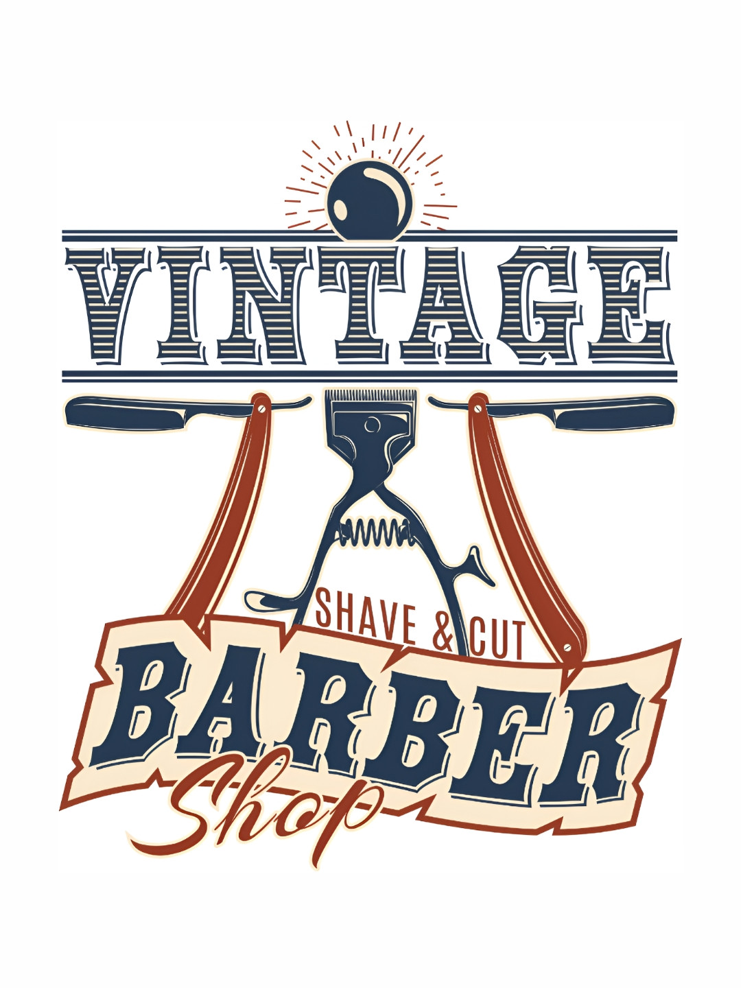 

CVANU Grey & Brown Vintage Barber Shop Printed Wall Sticker