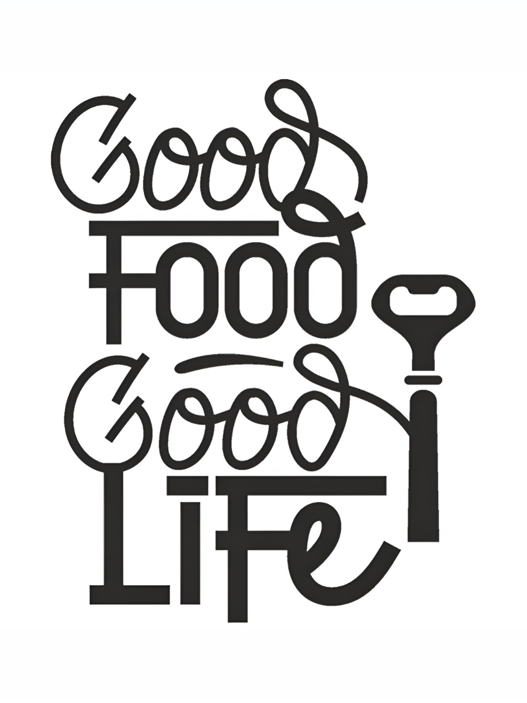 

CVANU Black Good Food Good Life Quote Printed Kitchen Wall Paper