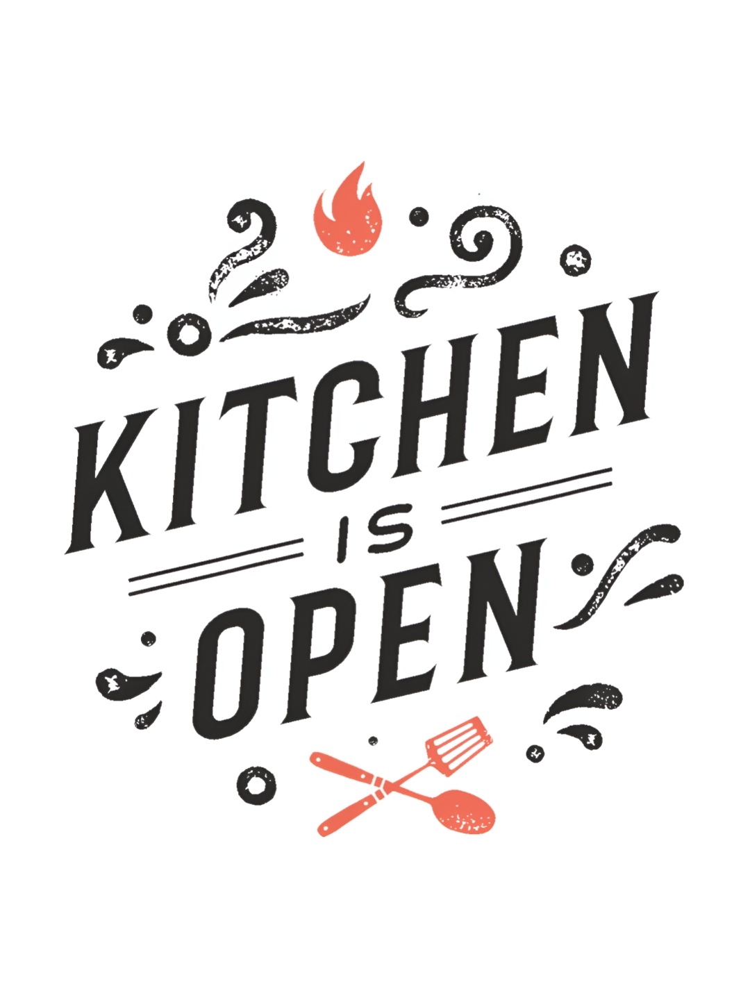 

CVANU Black & Red Kitchen Is Open Quote Kitchen Wall Paper