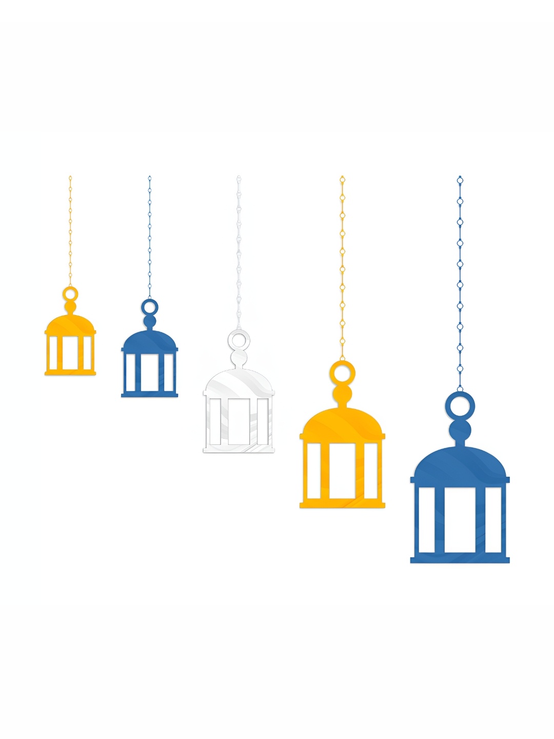 

CVANU White & Blue 5 Pieces Lantern Printed Wall Sticker