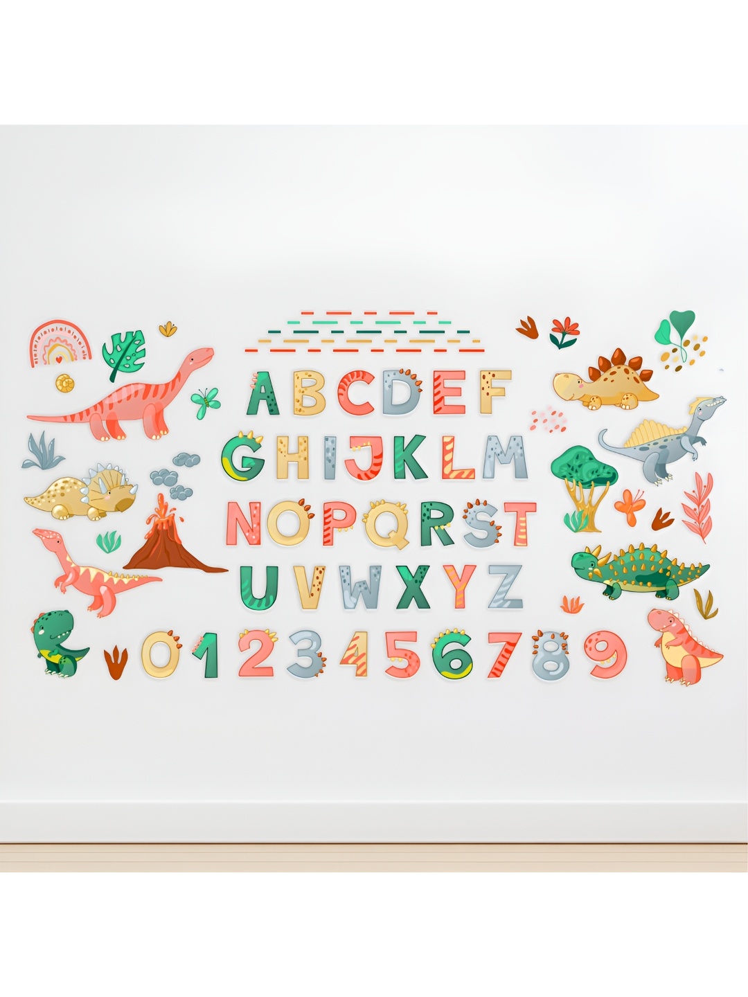 CVANU Blue & Green Typography Printed Vinyl Wall Paper, Red