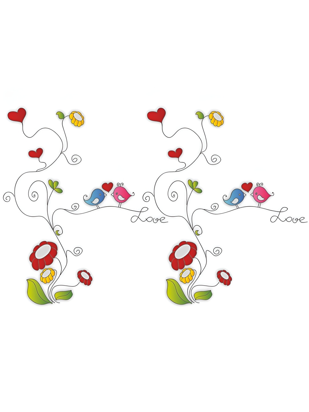 CVANU Red & Green Typography Printed Wall Sticker
