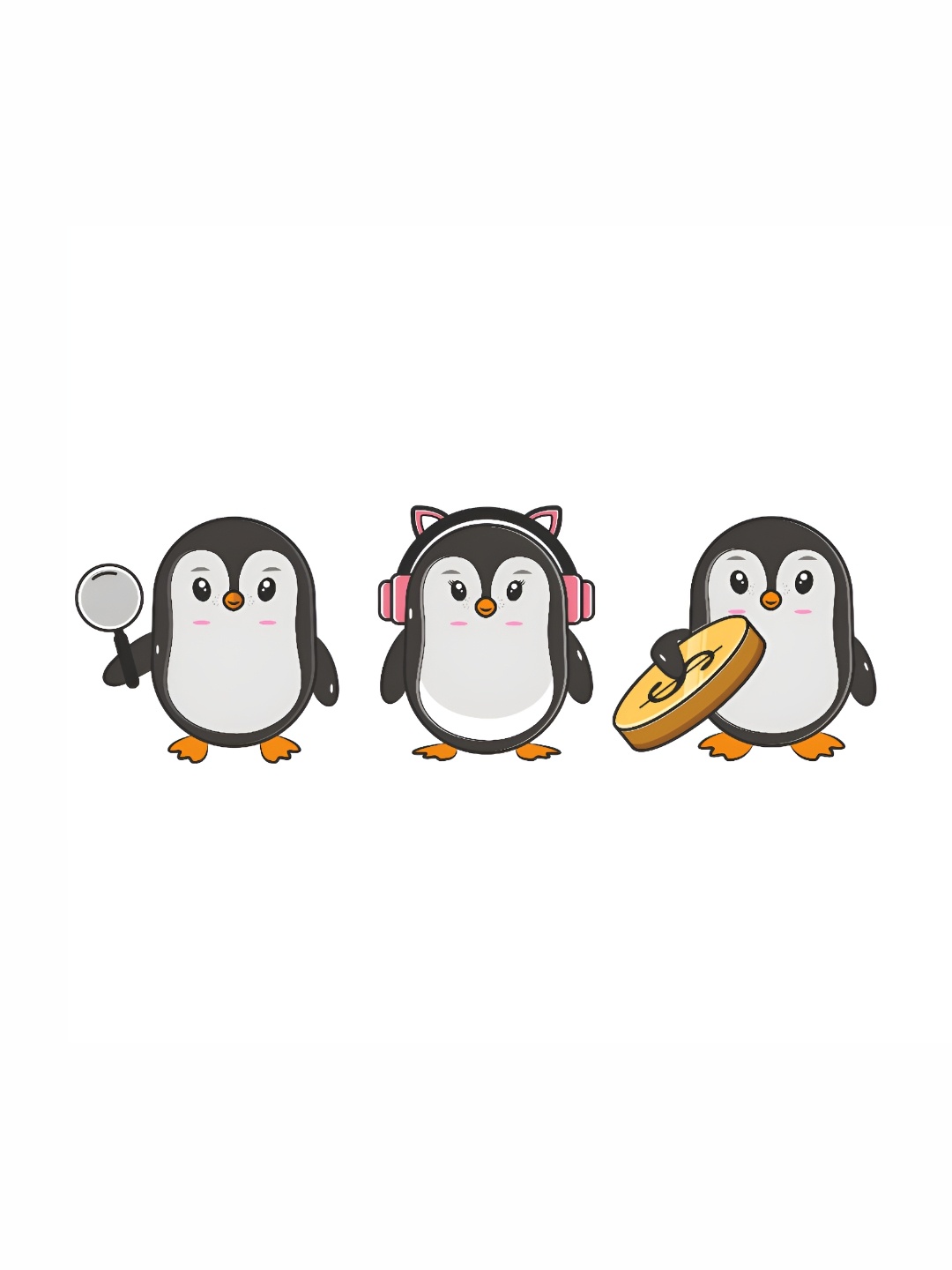 

CVANU Light Blue & Grey Pretty Little Penguin Vinyl Wall Paper