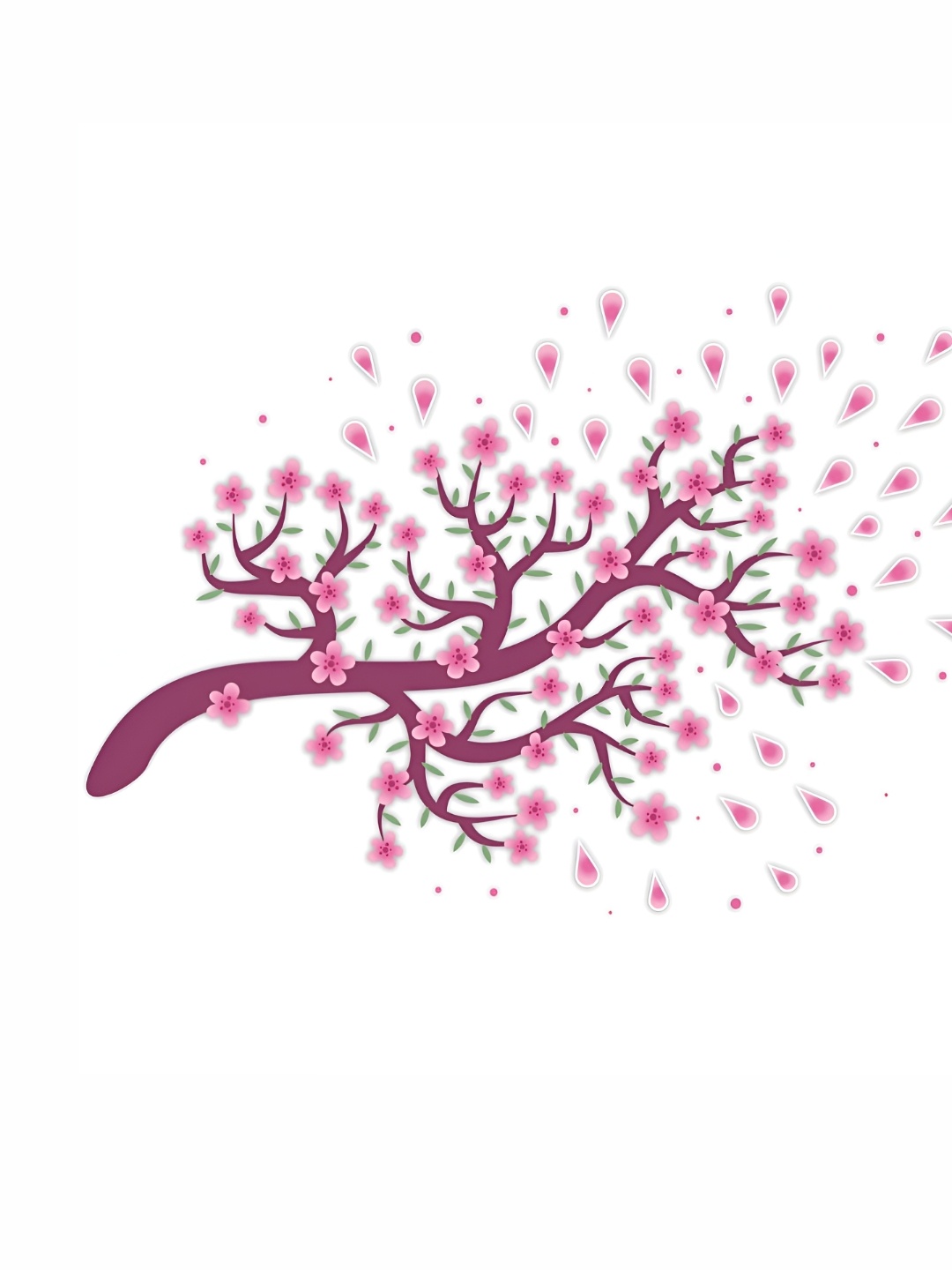 

CVANU Pink & Purple Flower & Little Leaves Branch Water Proof Wall Paper