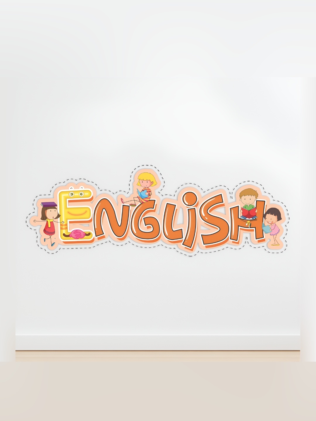 

CVANU Orange & Yellow Printed English Word Wall Sticker
