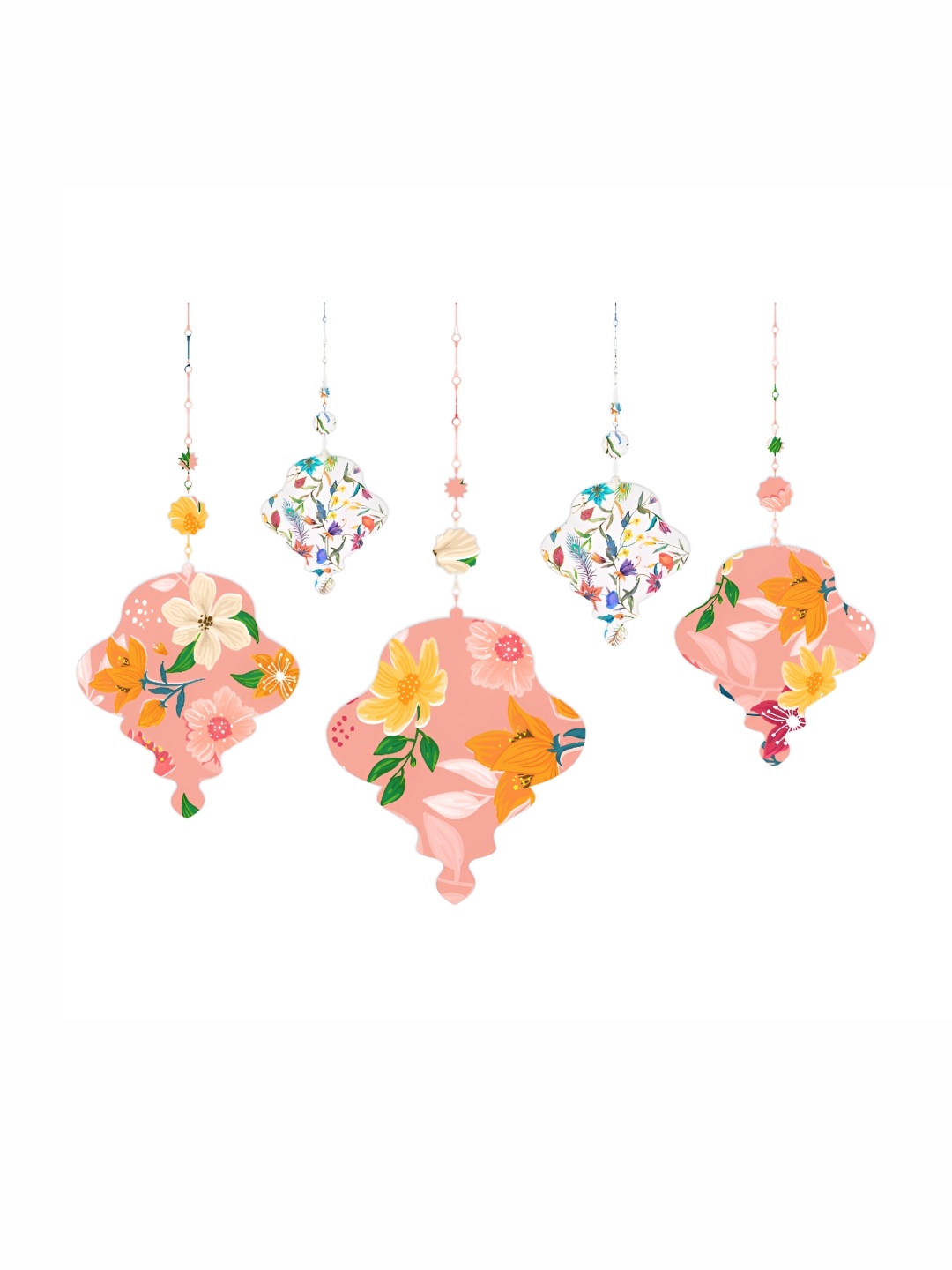 

CVANU Pink & White 5 Pieces Flower Design Printed Vinyl Wall Paper