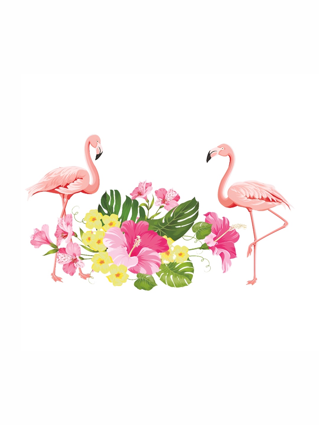 

CVANU Pink & Green Beautiful Flamingos Vinyl Transparent Wall Sticker