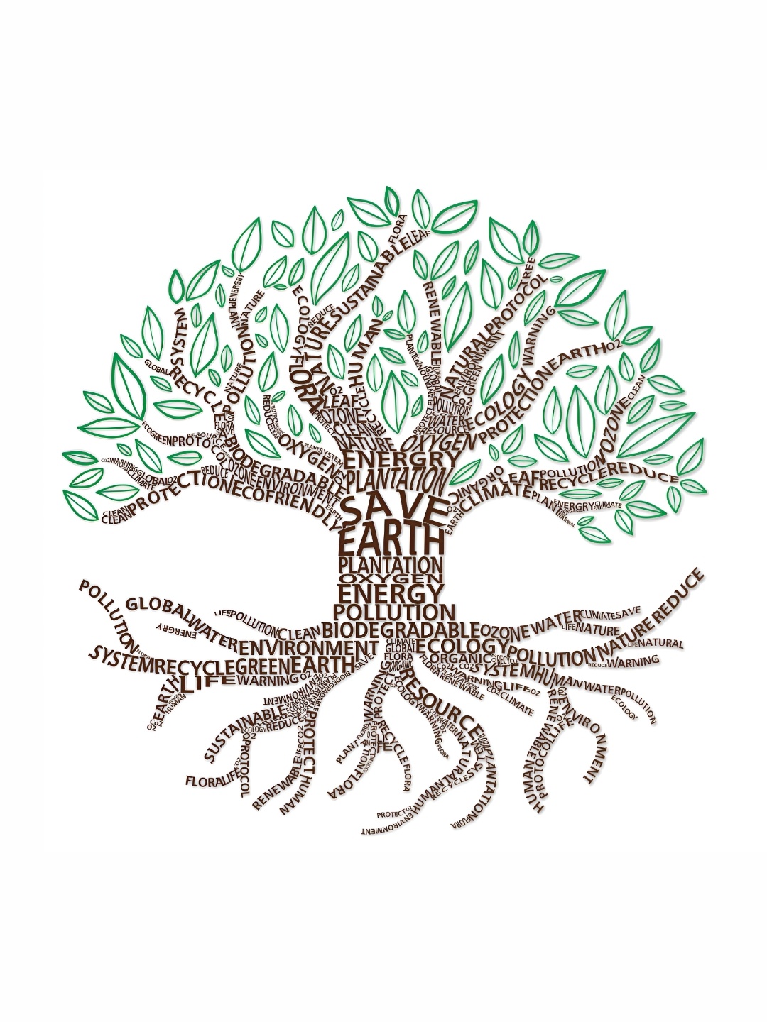 

CVANU Green & Brown Typographic Self Adhesive Wall Sticker