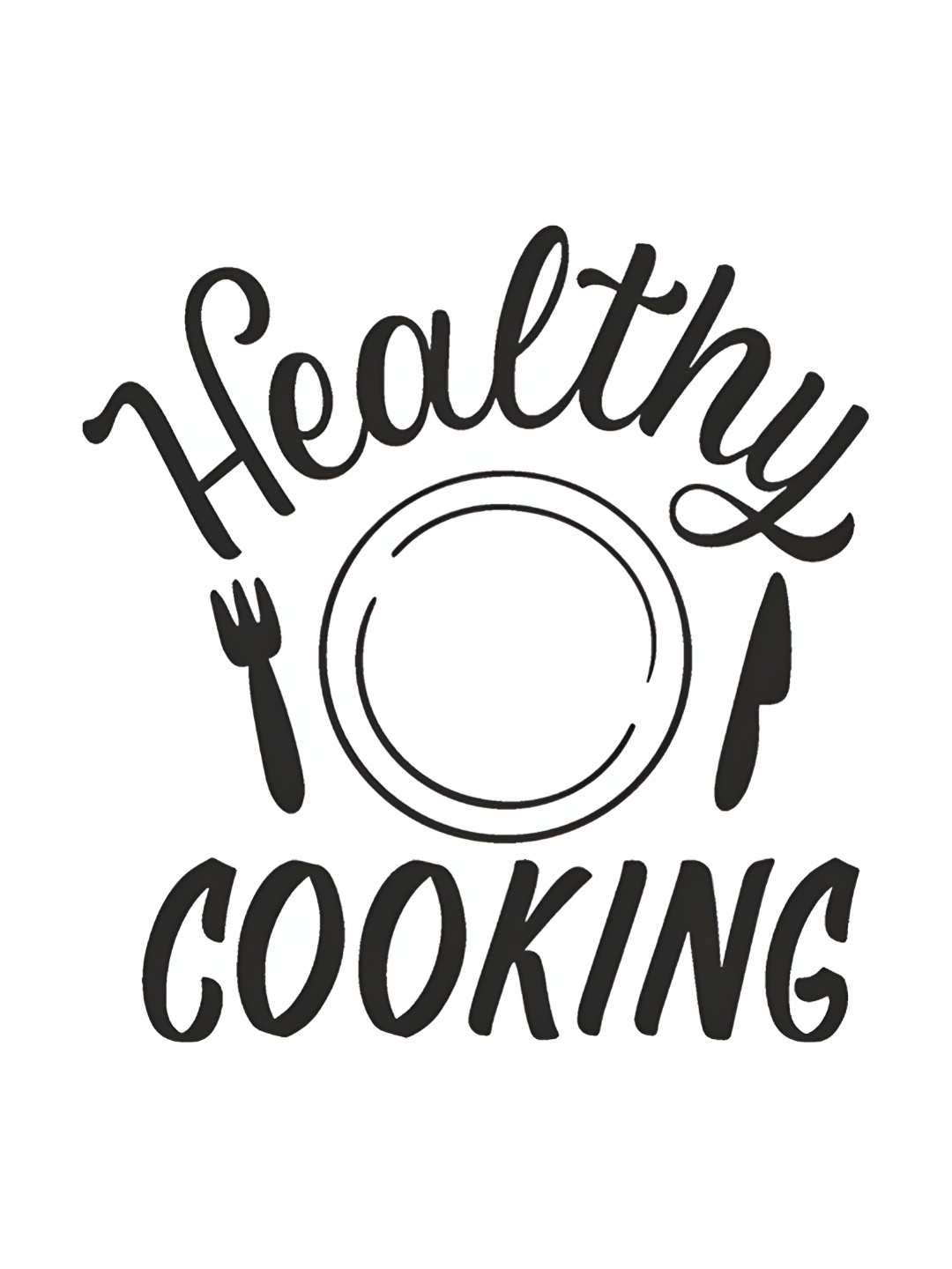 

CVANU Black Transparent Healthy Cooking Quote Self Adhesive Wall Sticker