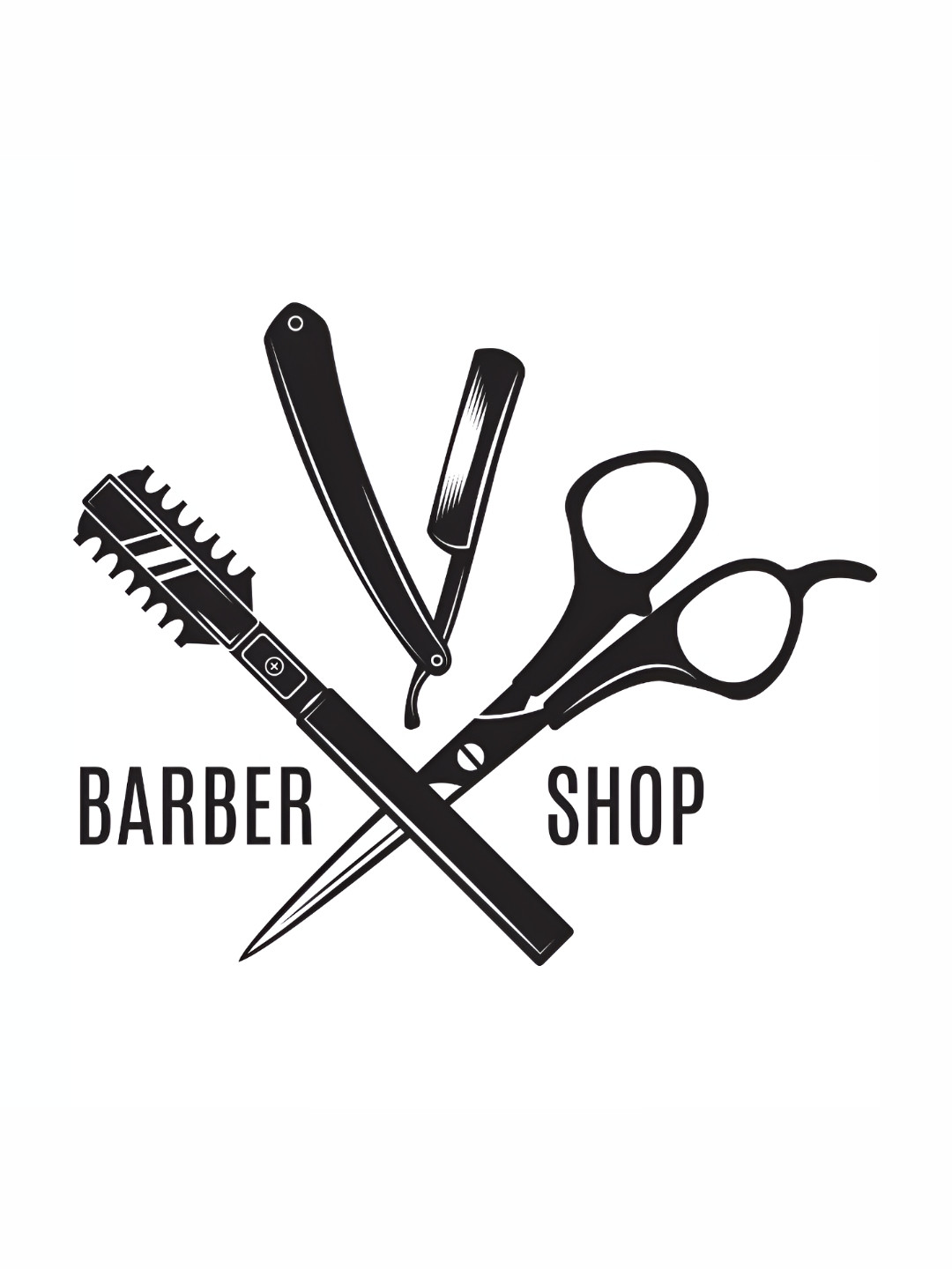 

CVANU Black Barber Accessory Wall Sticker, Multi