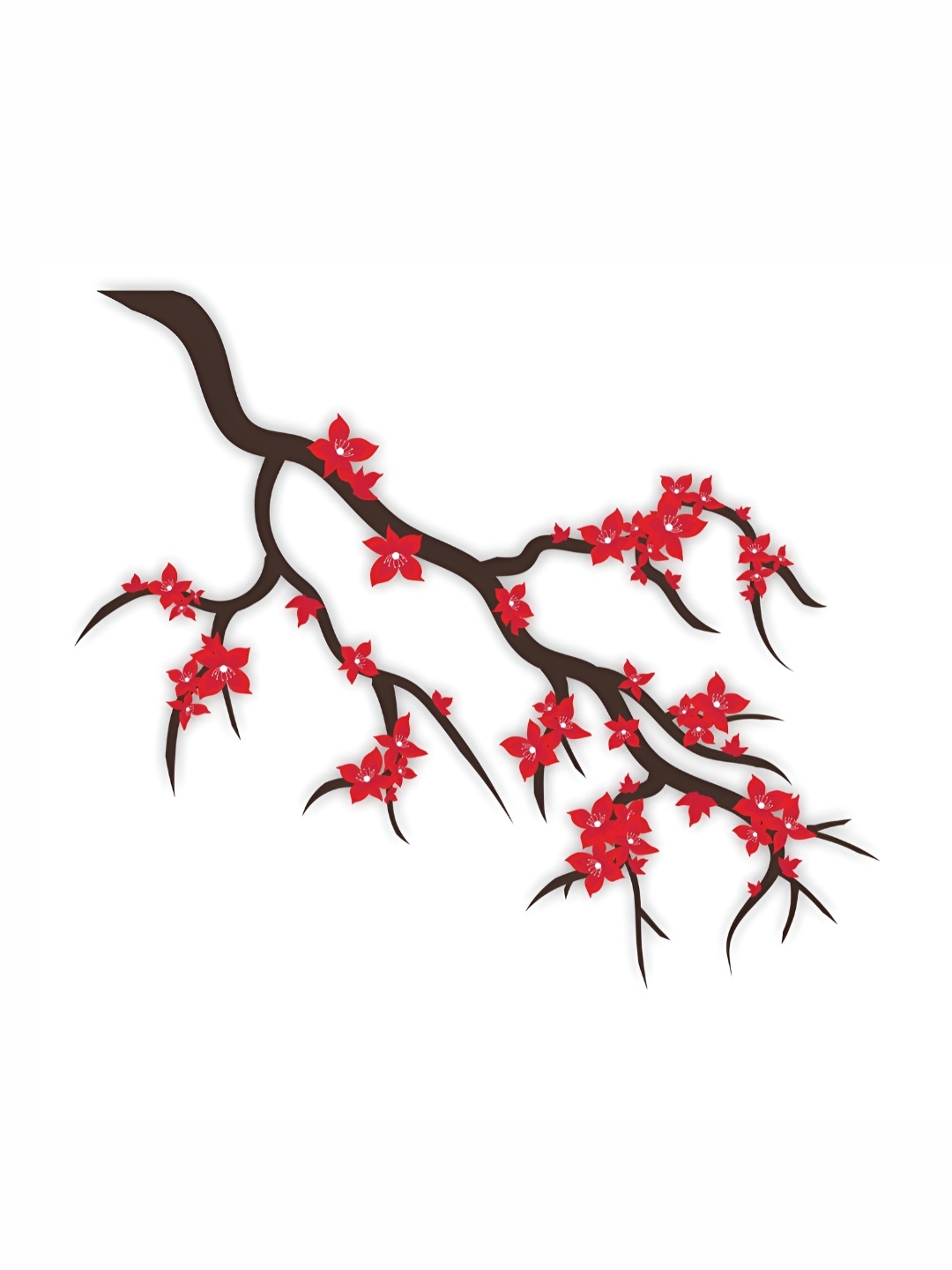 

CVANU Red & Brown Beautiful Flowers on Branch Wall Sticker