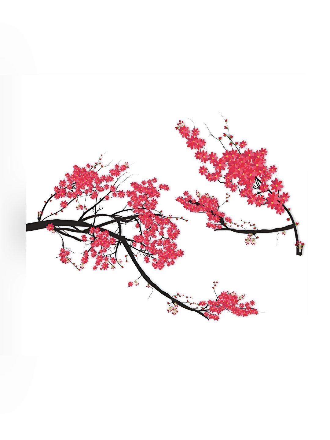 

CVANU Red Flowers on Branches PVC Vinyl Wall Sticker