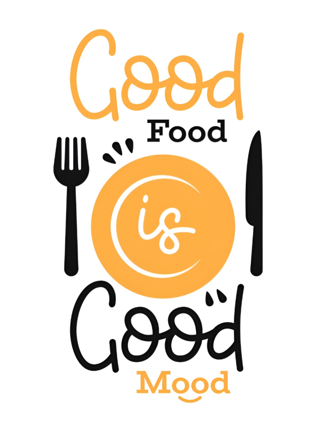 

CVANU Black & Yellow Good Food is Good Mood Qoute Kitchen Self Adhesive Wall Sticker