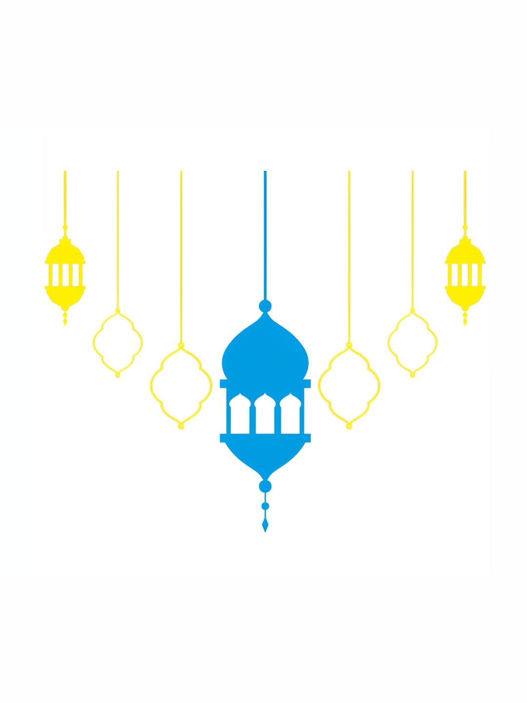 

CVANU Yellow & Black Lantern Printed Wall Sticker, Multi