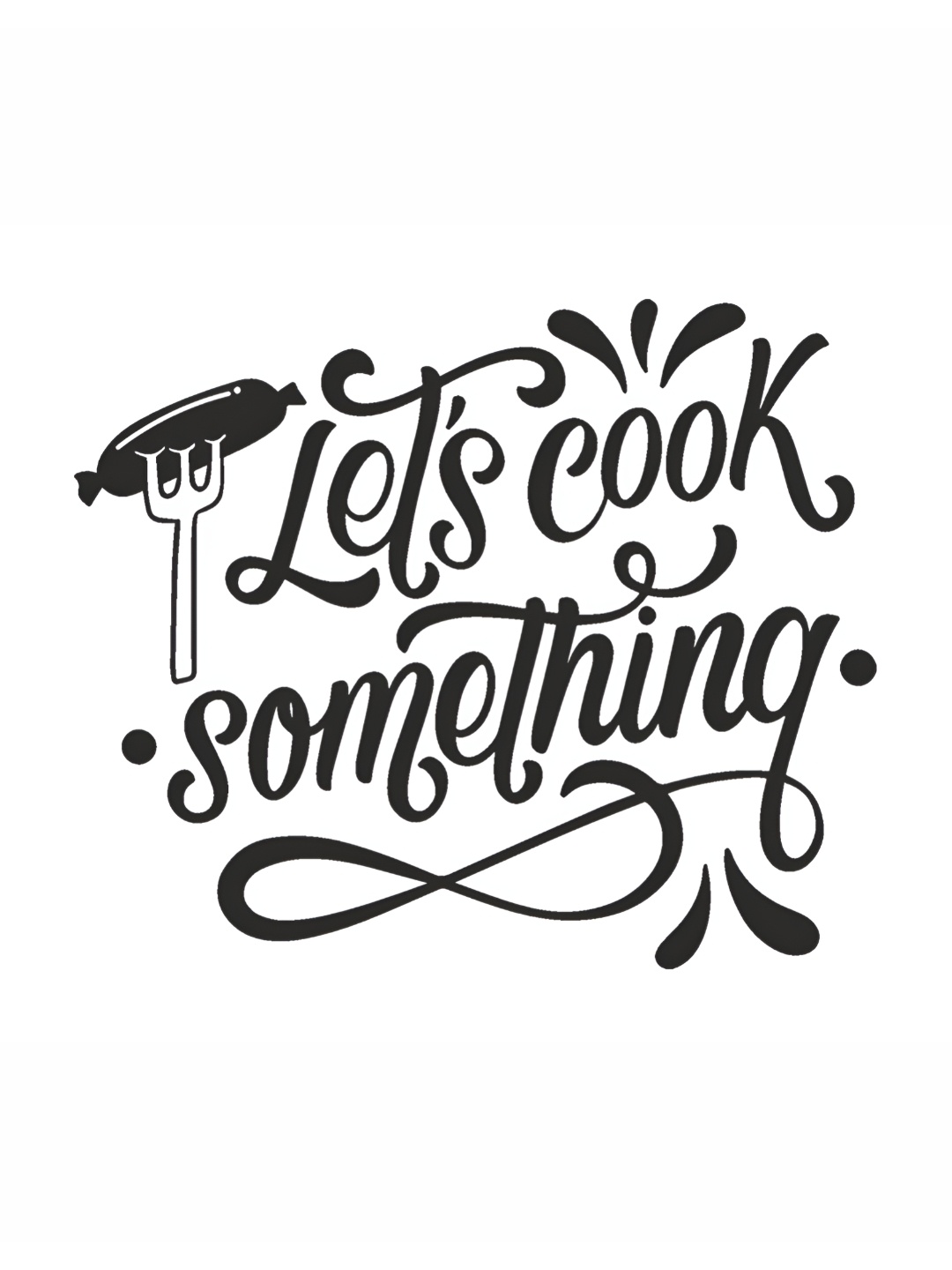 

CVANU Black Let's Cook Something Quote Kitchen Self Adhesive Wall Sticker