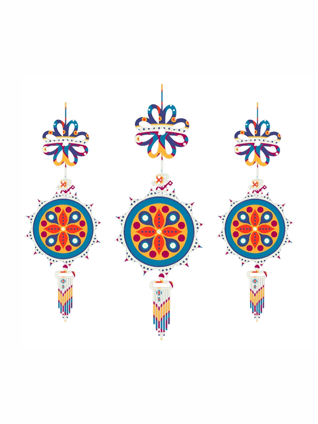 

CVANU Blue & Red 3 Pieces Printed Rangoli Wall Sticker