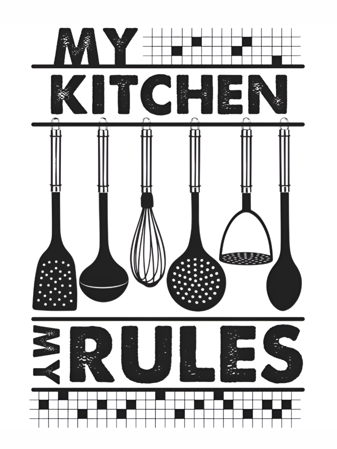 

CVANU Black My Kitchen My Rules Qoute Kitchen Self Adhesive Wall Sticker