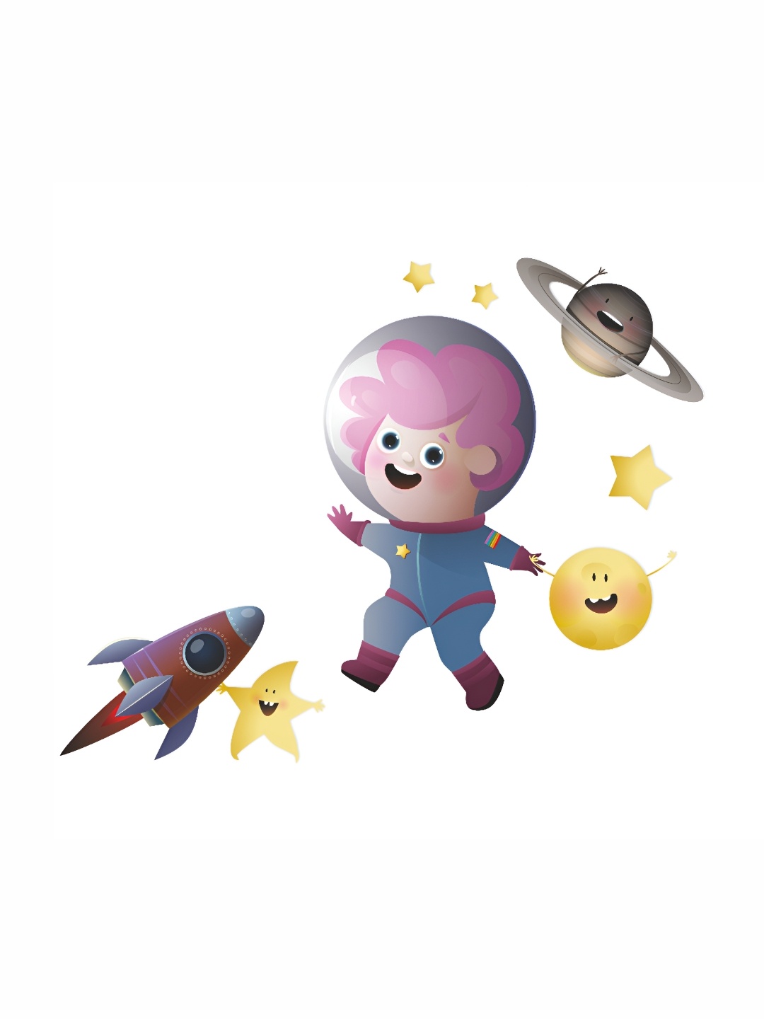 

CVANU Blue & Purple Baby Astronaut in Space Transparent Self Adhesive Wall Sticker
