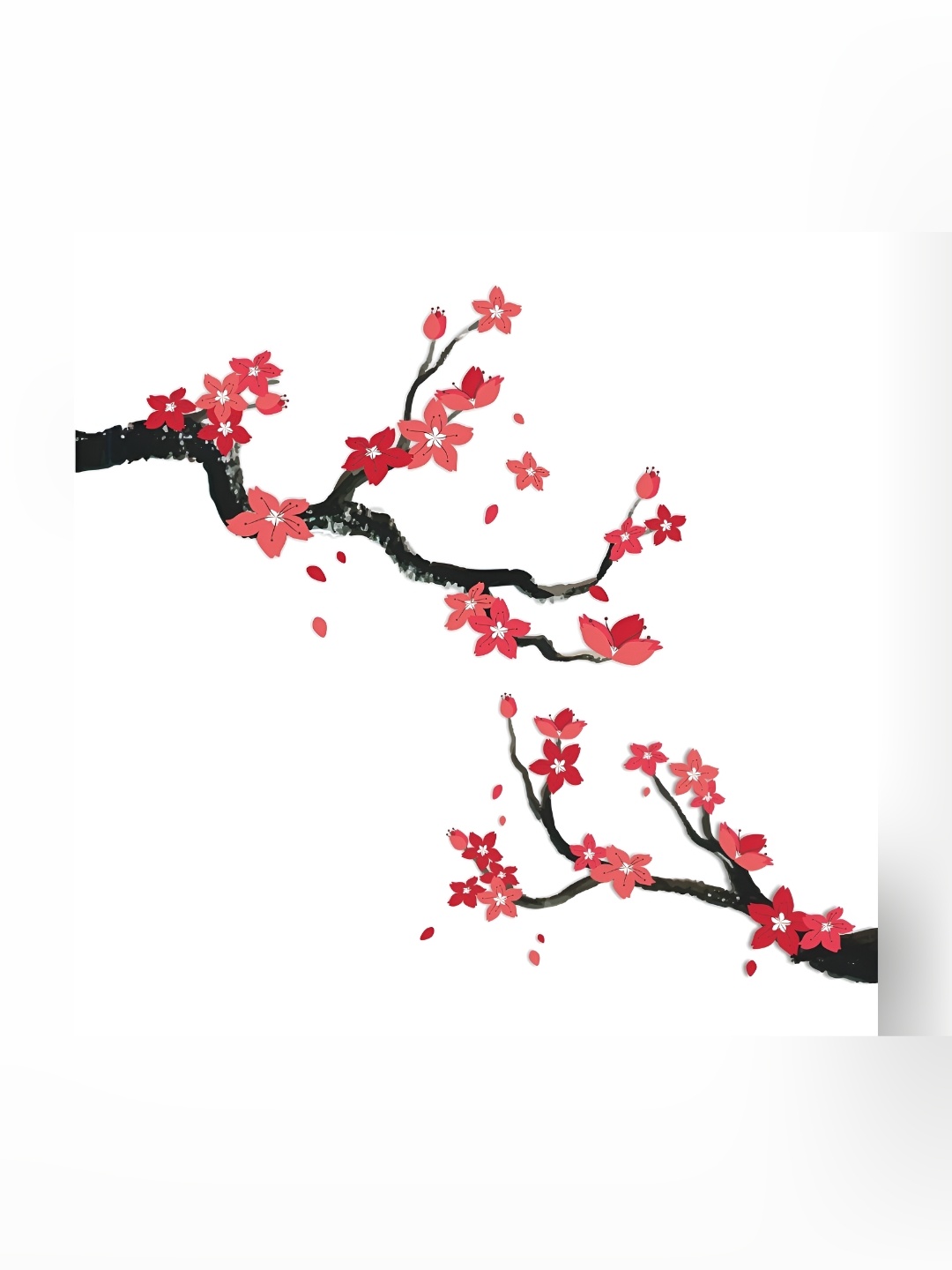 

CVANU Black & Red Floral Printed Self Adhesive Wall Sticker