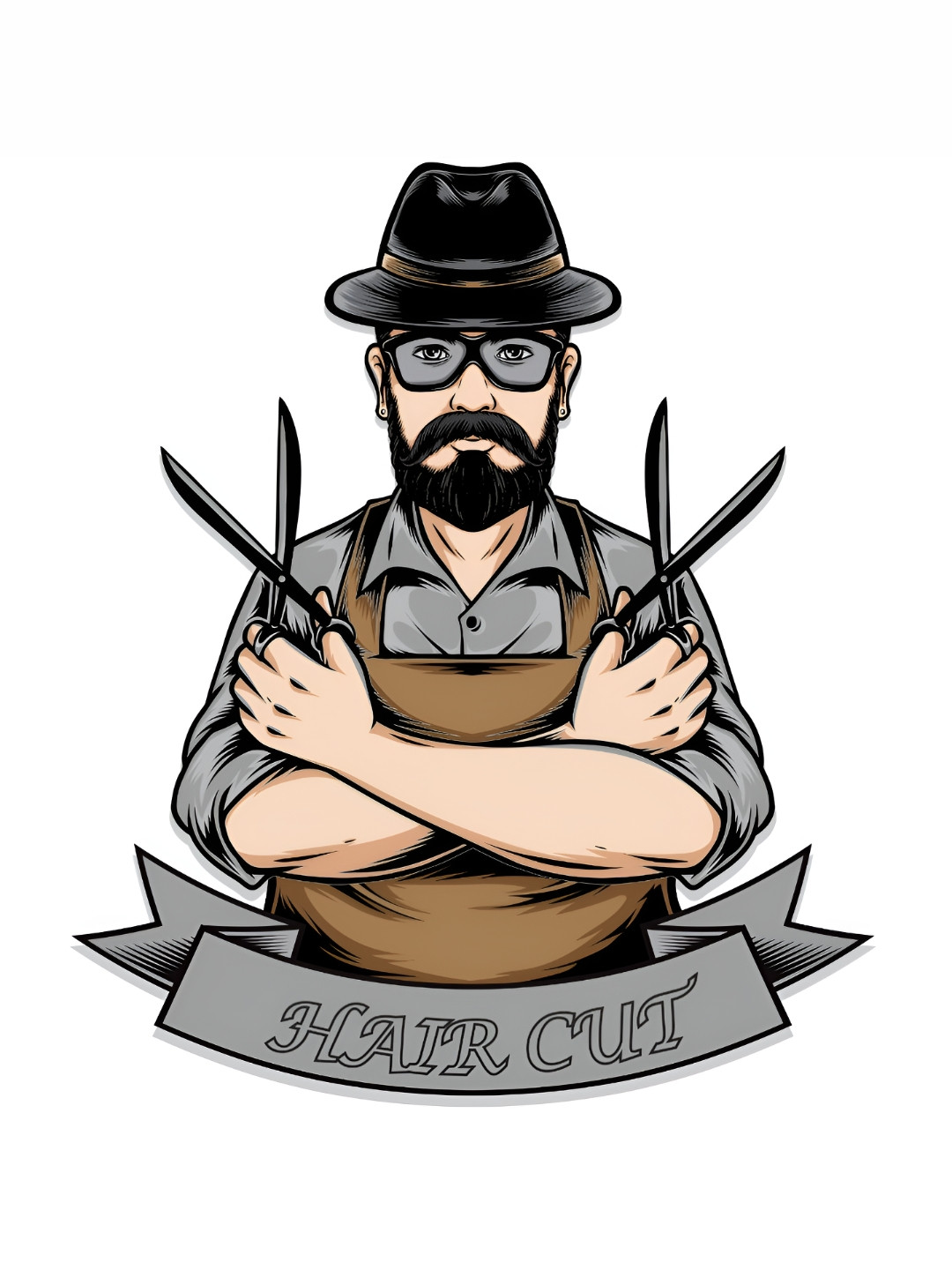 

CVANU Black & Grey Men's Hair Cut Barber Shop Vinyl Wall Sticker