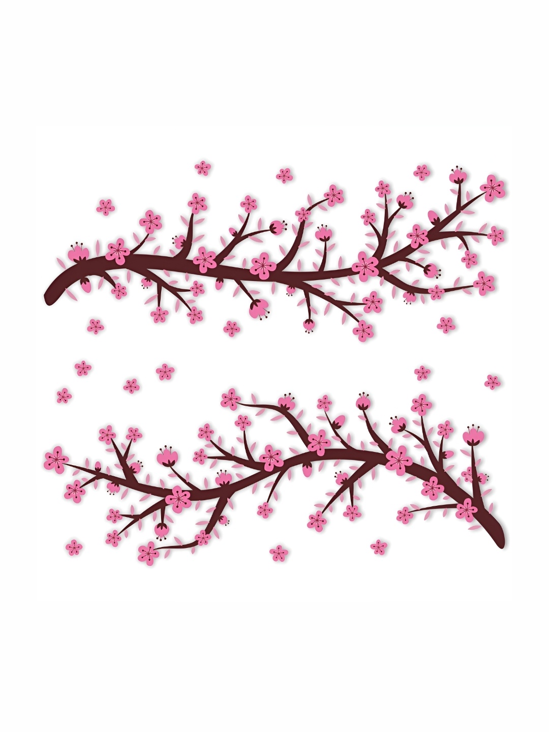 

CVANU Pink Brown Floral and Botanical Self Adhesive Wall Sticker