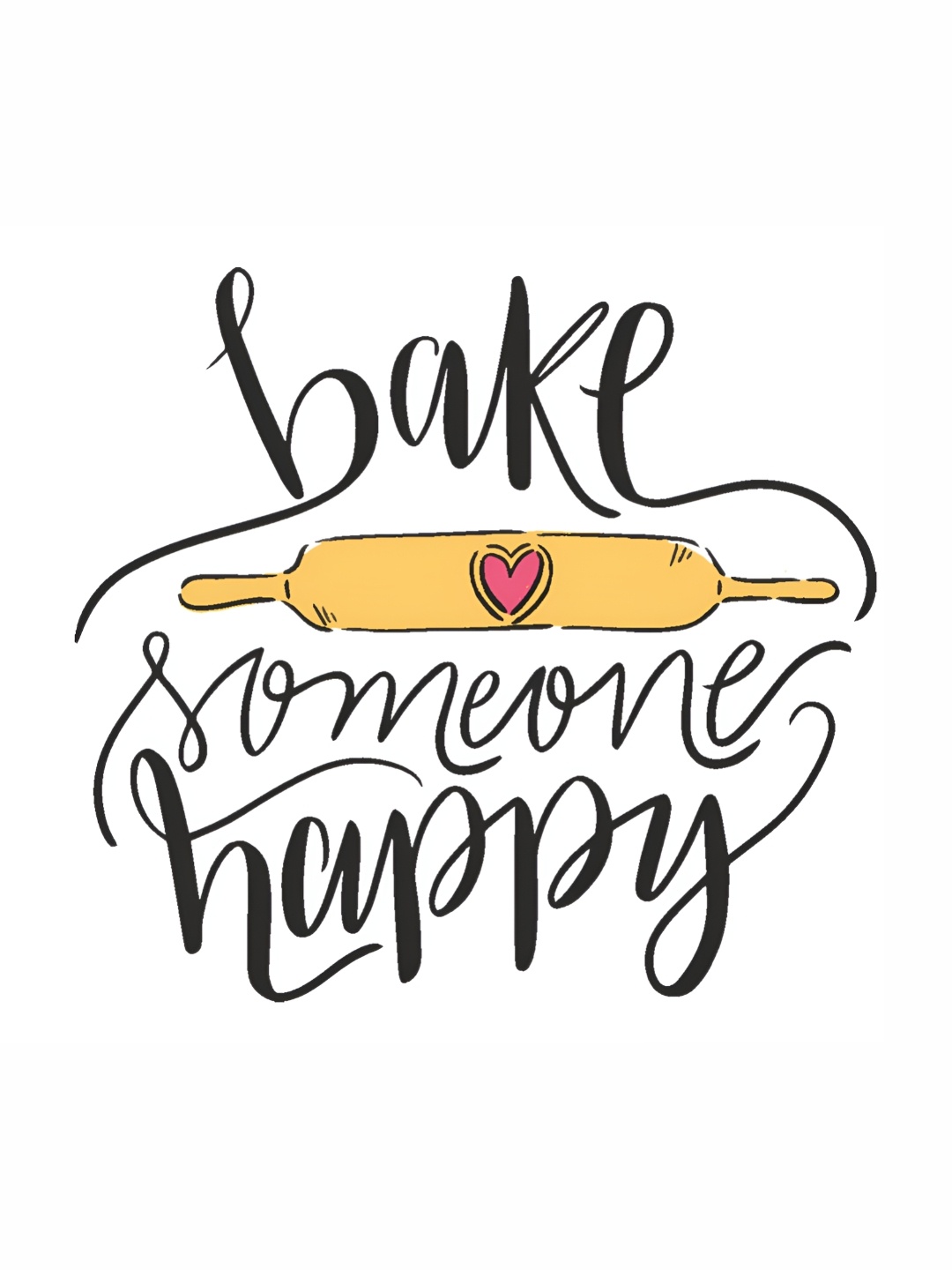

CVANU Black & Yellow Bake Someone Happy Quote Kitchen Self Adhesive Wall Sticker