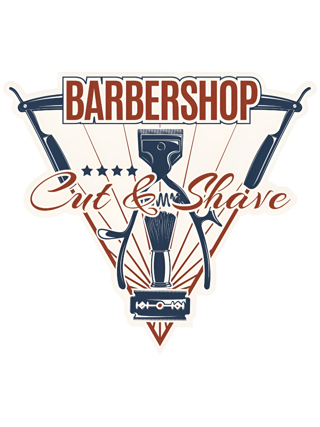 

CVANU Blue & Brown Barbershop Hair & Shave Printed Self Adhesive Wall Sticker