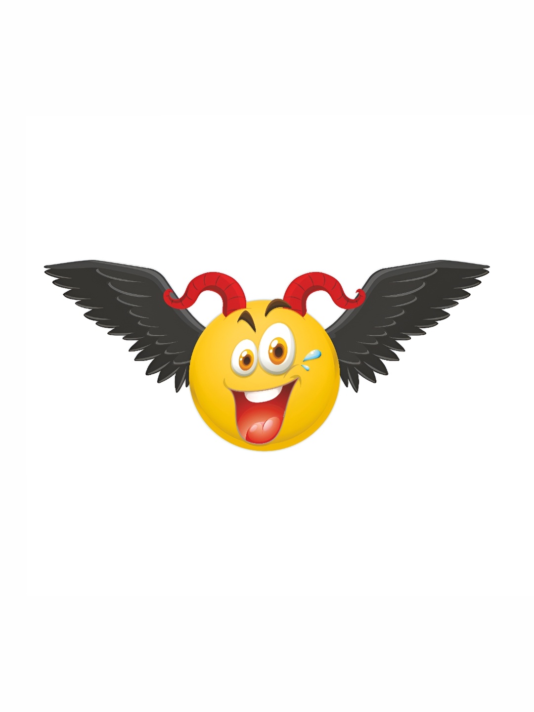 

CVANU Yellow Black Smile Wings Self Adhesive Wall Sticker