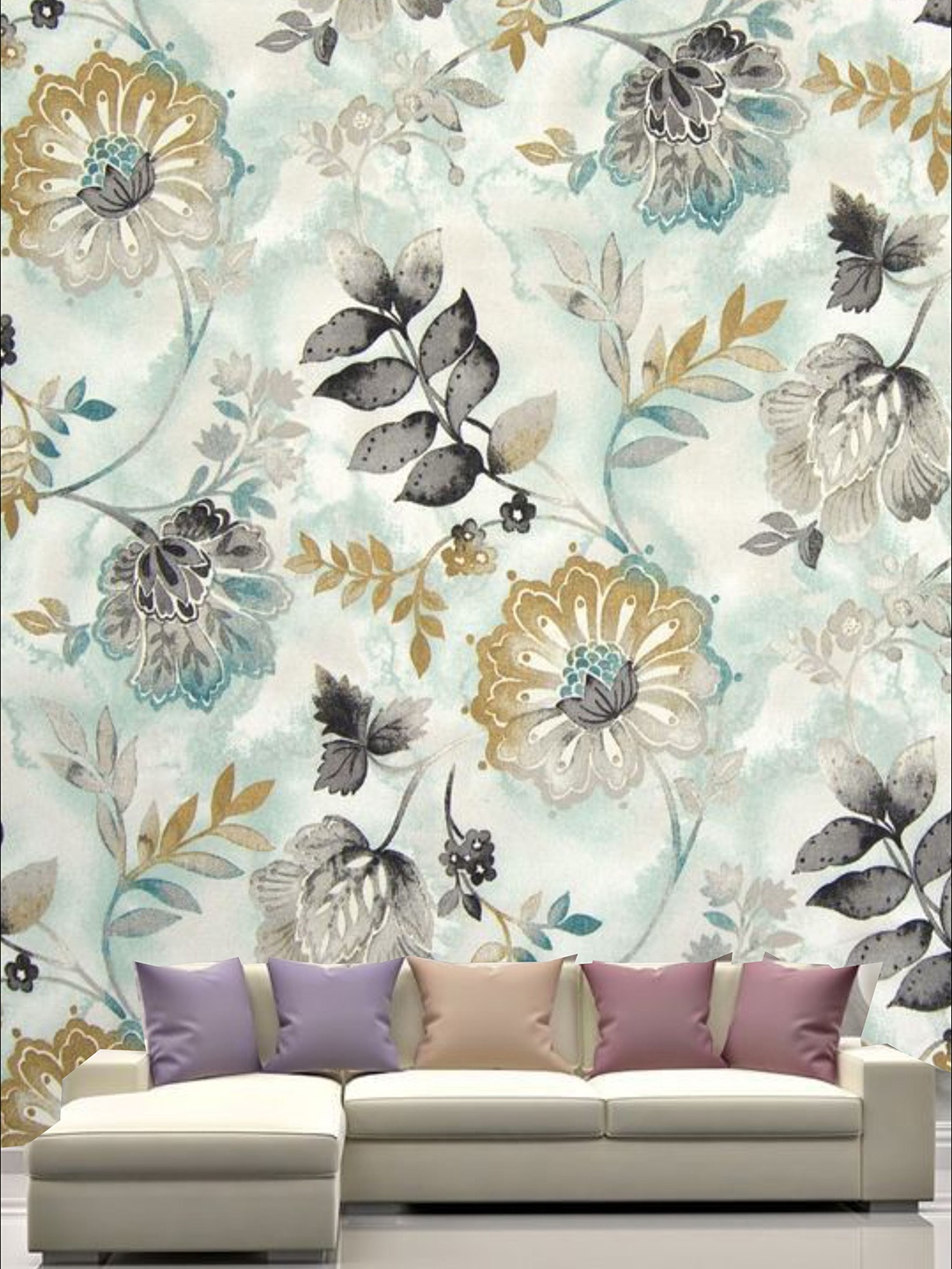 

KSHIRSA Green & Black Floral Printed Self Adhesive Wallpaper