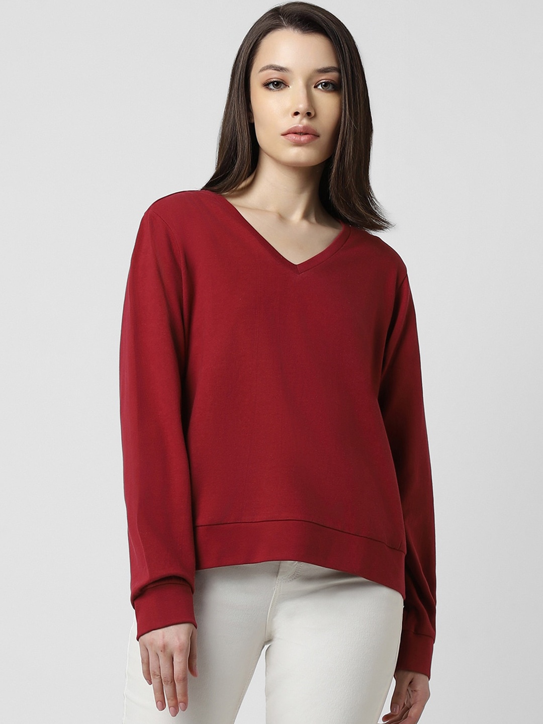 

Van Heusen Woman V-Neck Sweatshirt, Red