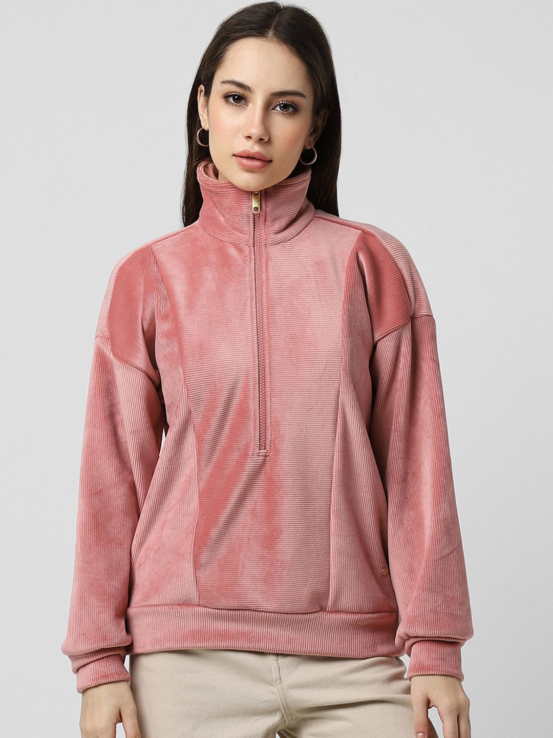 

Van Heusen Woman Mock Collar Sweatshirt, Pink