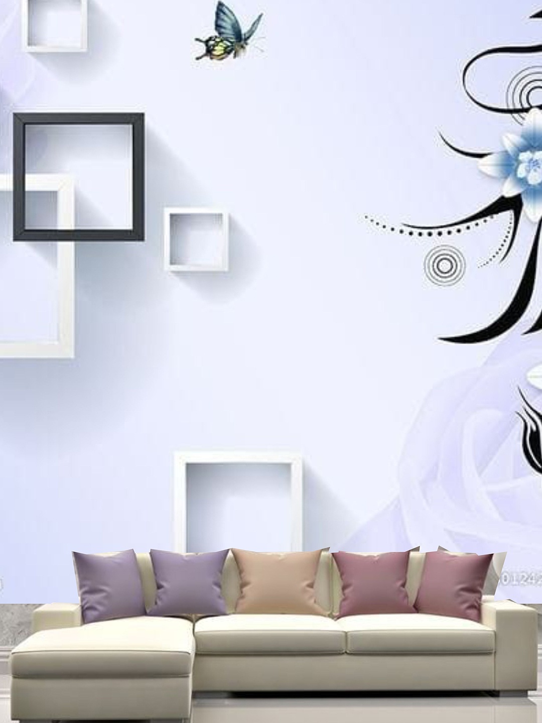 

KSHIRSA Purple Floral-Printed Self Adhesive Removable Waterproof Wallpaper