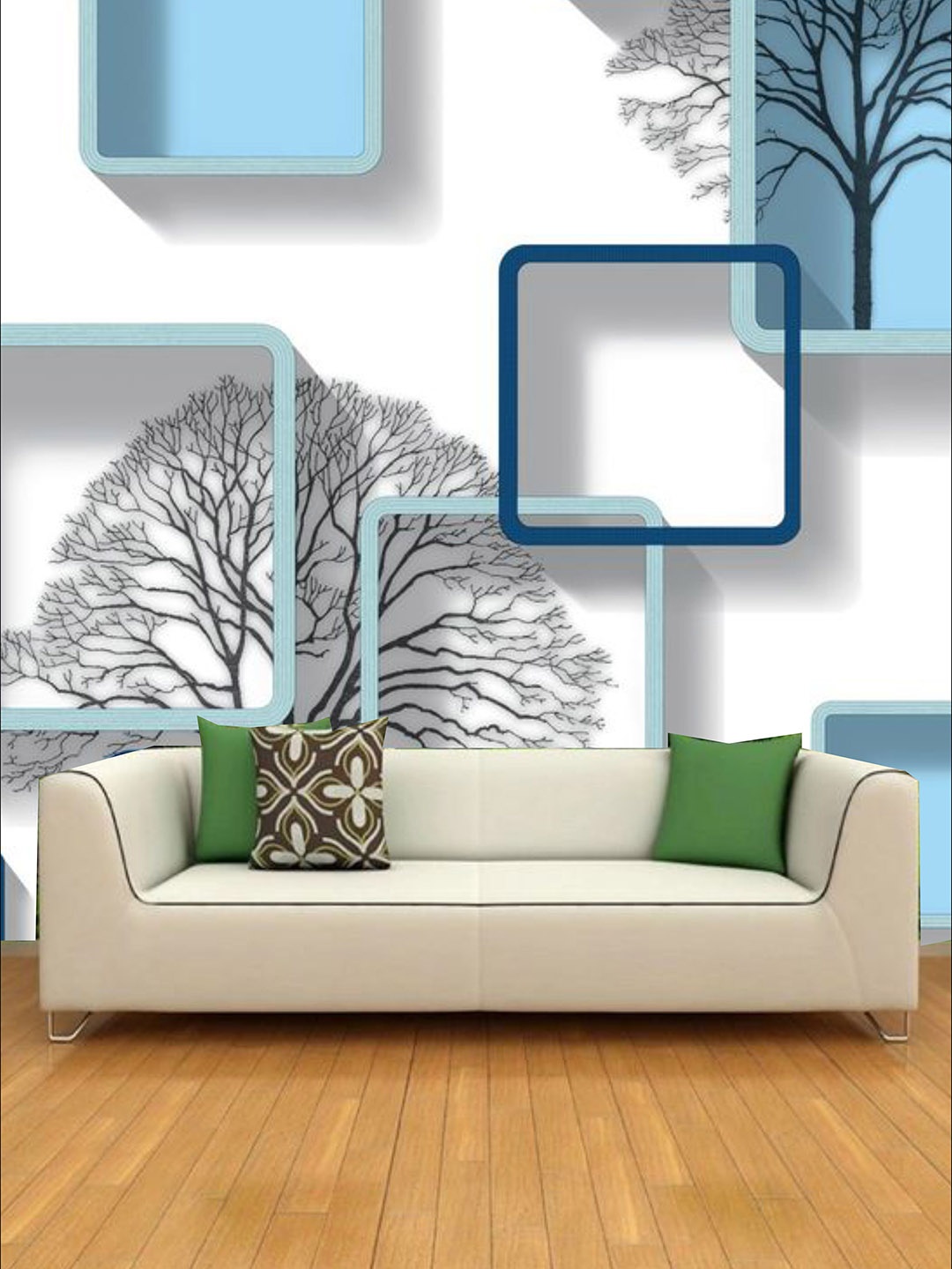 

KSHIRSA White Abstract-Printed Self Adhesive Removable Waterproof Wallpaper