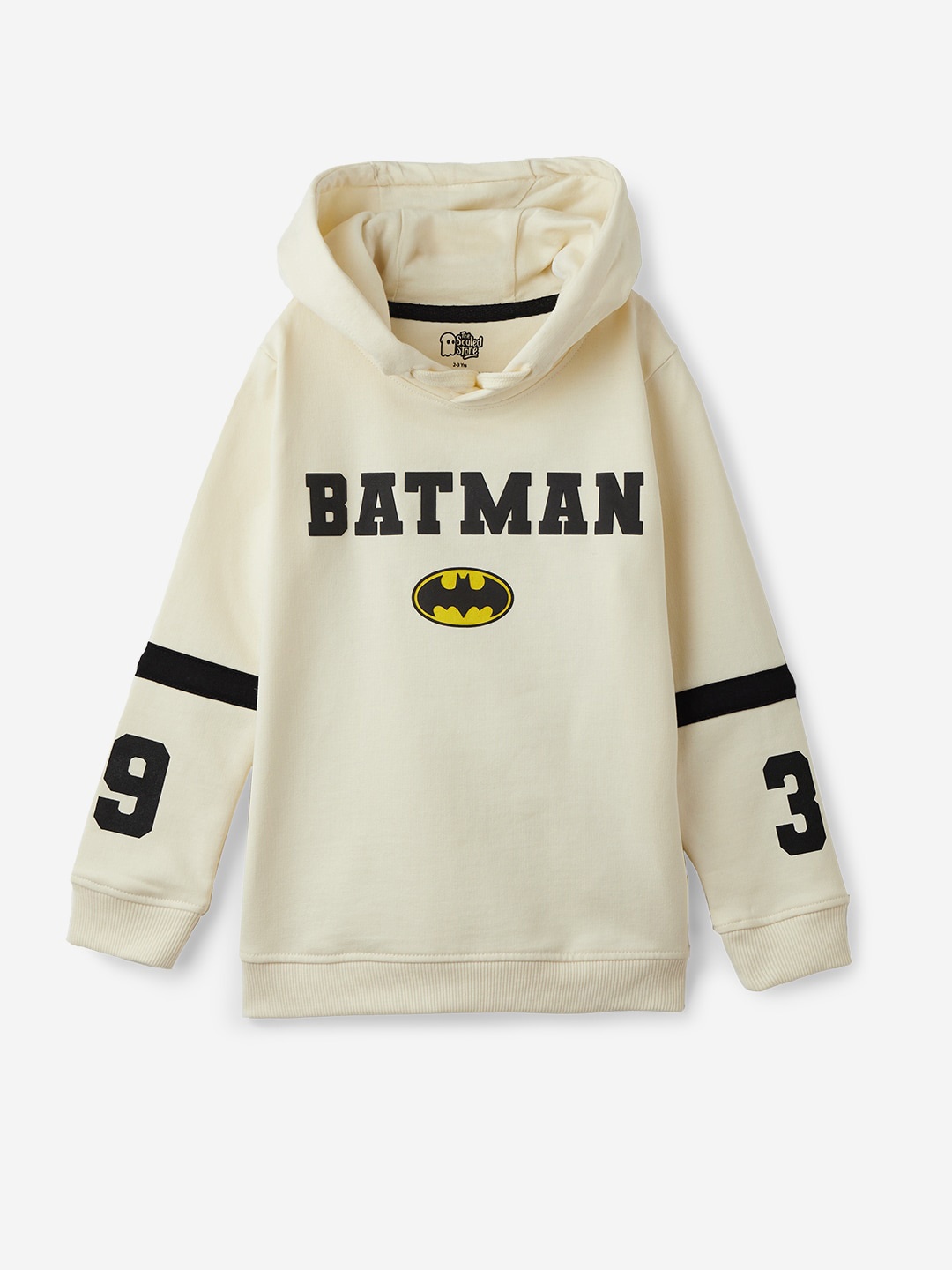 

The Souled Store Boys Batman Printed Hooded Pure Cotton Pullover, Off white