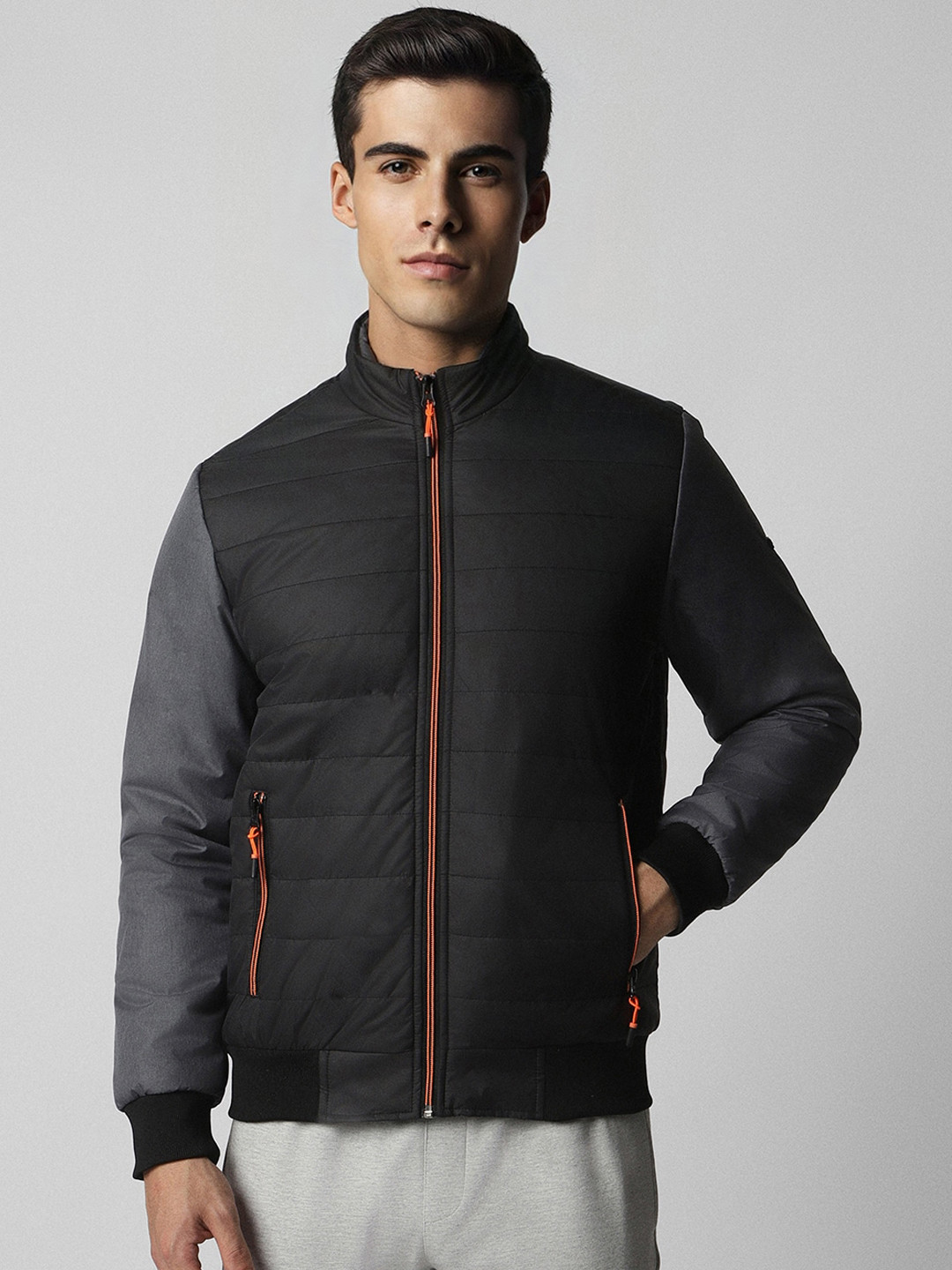 

Van Heusen Flex Stand Collar Open Front Jacket, Black