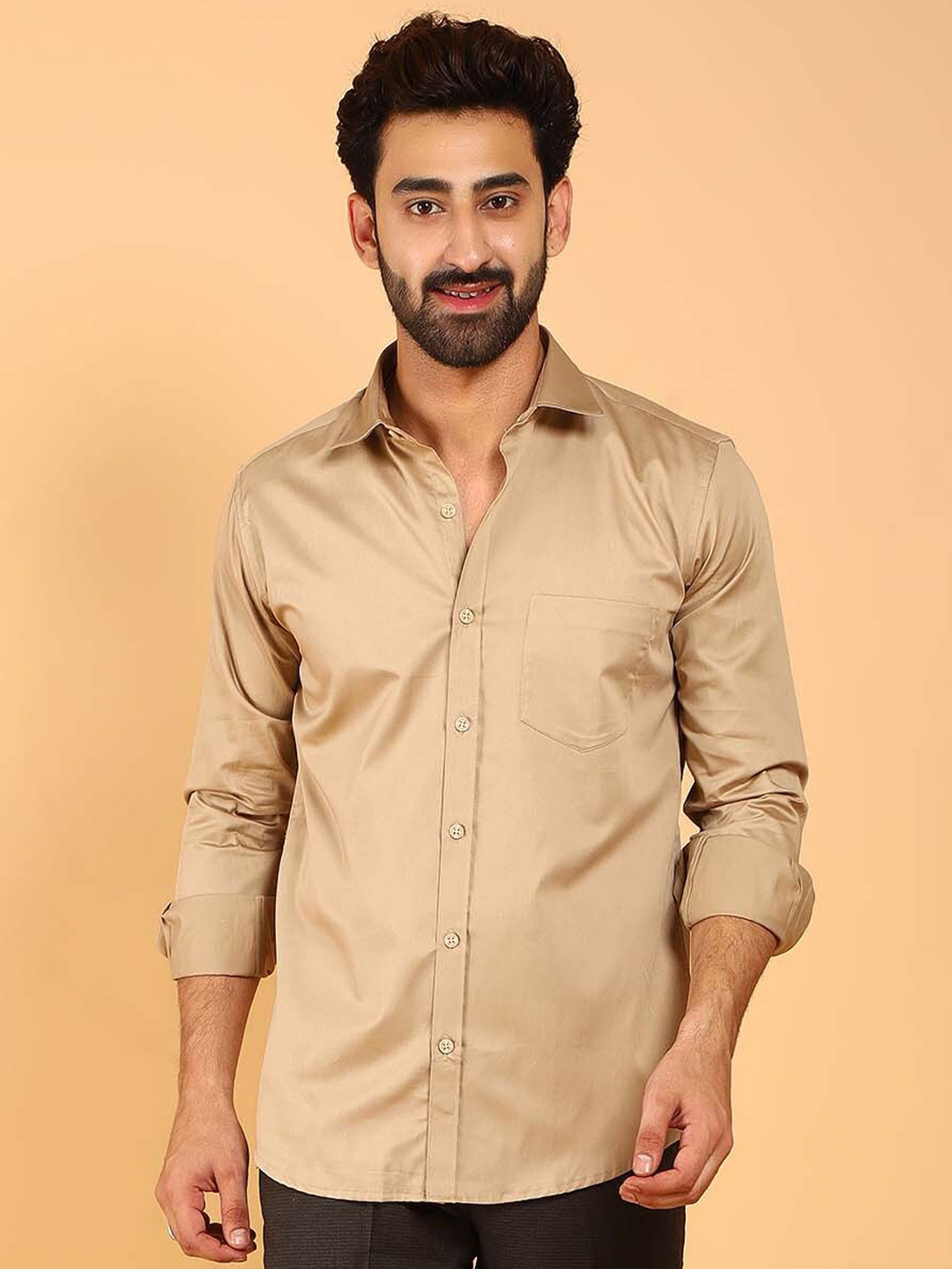 

BLUEBIRD Premium Long Sleeves Satin Casual Shirt, White