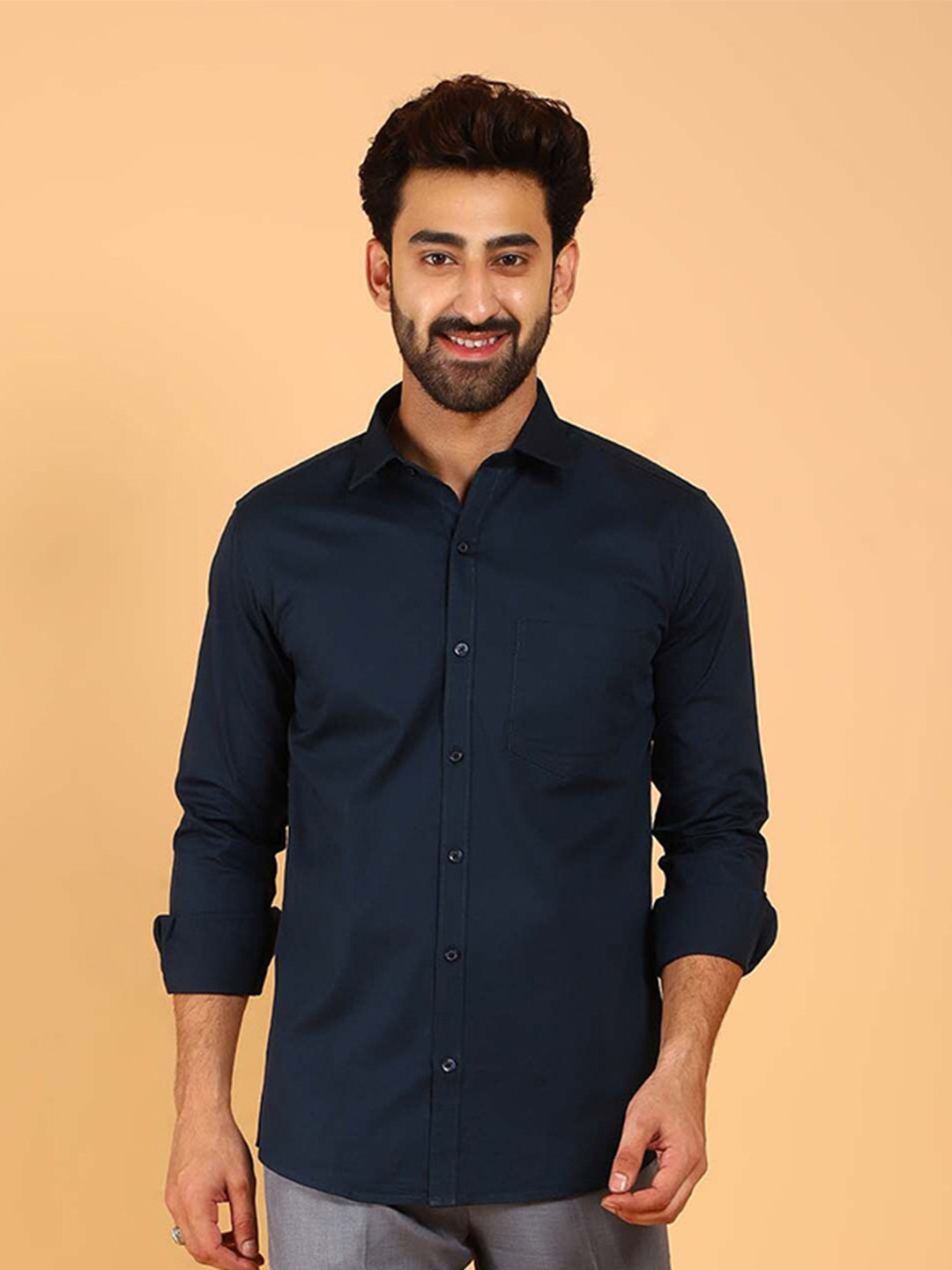 

BLUEBIRD Premium Long Sleeves Satin Casual Shirt, White