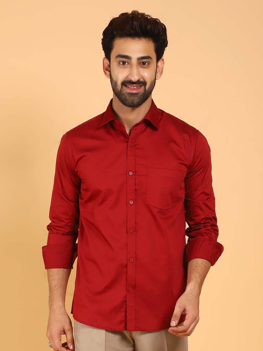 

BLUEBIRD Premium Long Sleeves Satin Casual Shirt, White