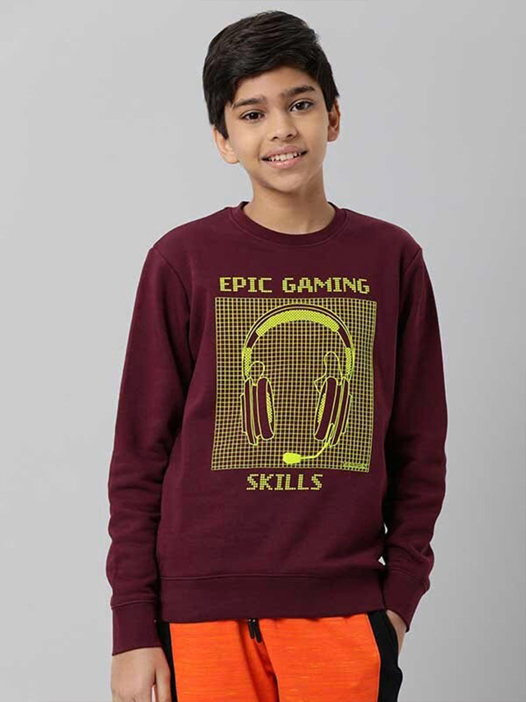 

Indian Terrain Boys Typography Printed Pullover, Maroon