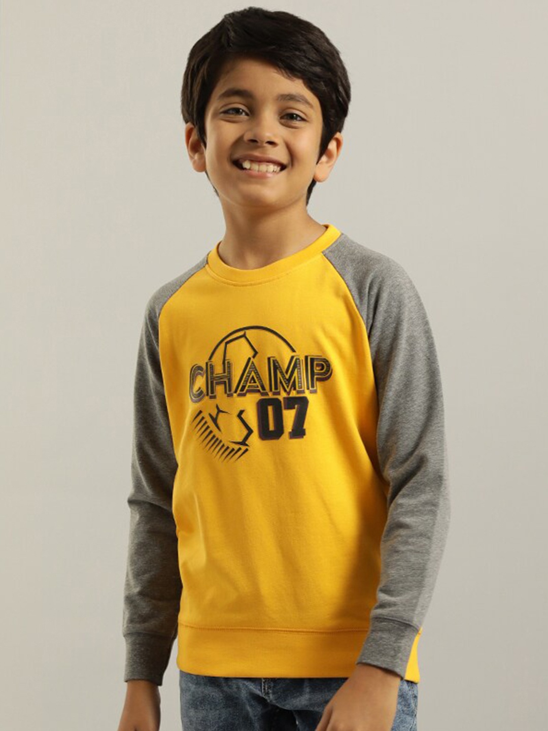 

Indian Terrain Boys Typography Printed Pullover, Yellow