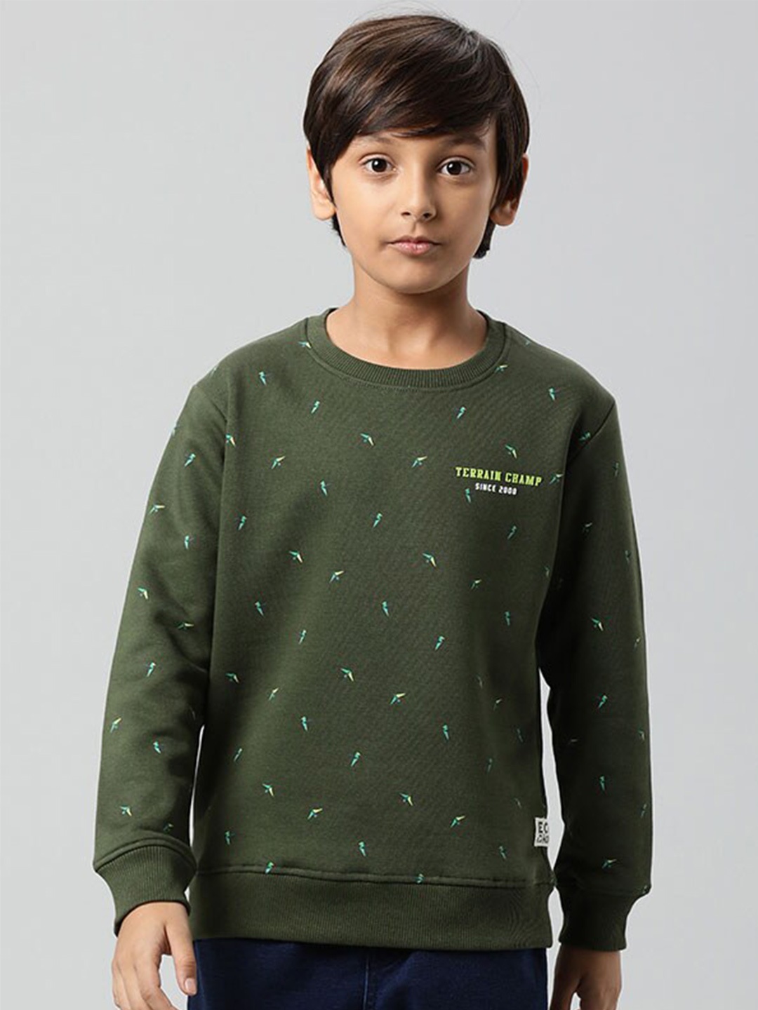 

Indian Terrain Boys Conversational Printed Pullover, Green