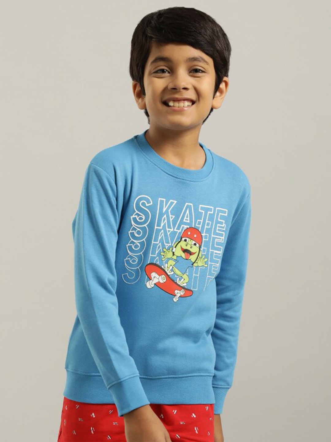 

Indian Terrain Boys Typography Printed Pullover, Blue