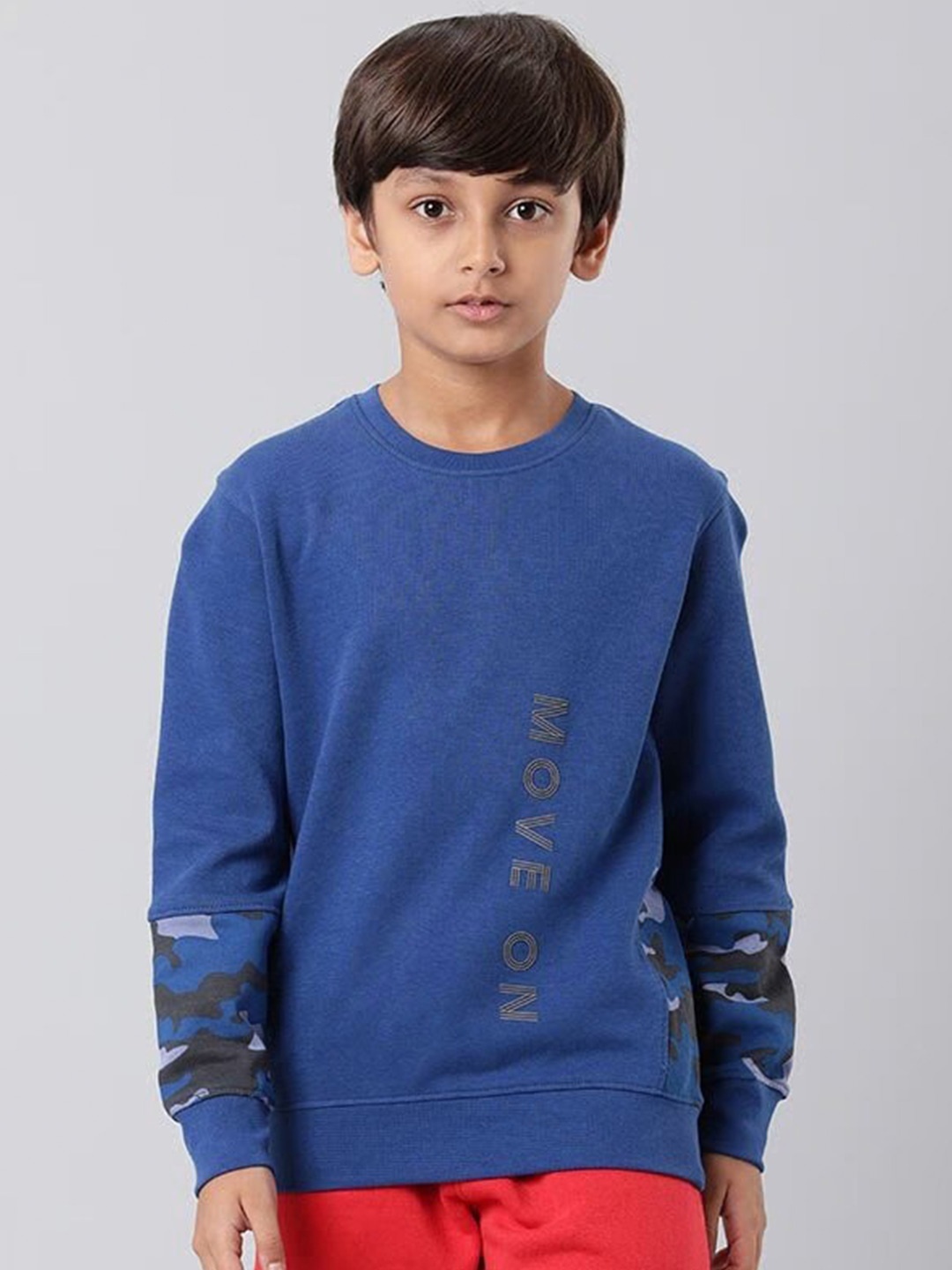 

Indian Terrain Boys Typography Printed Pullover, Blue